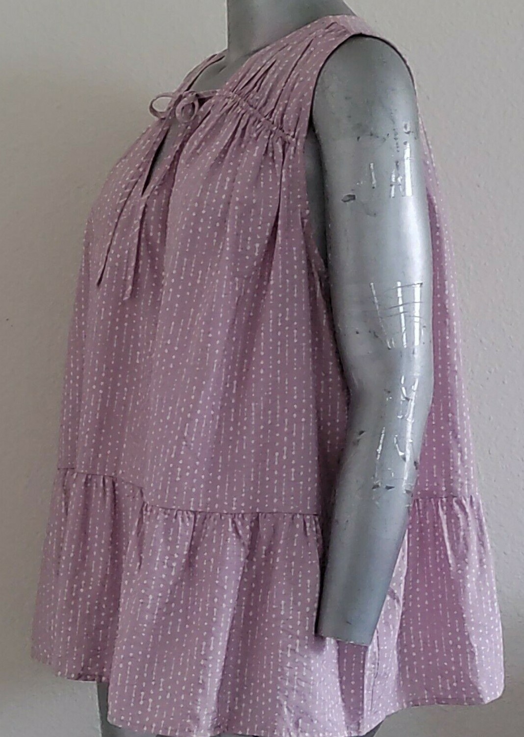 NEW A New Day TIERED PLEATED CUT OUT TIE V~NECK TOP BLOUSE Size 2X Sleeveless