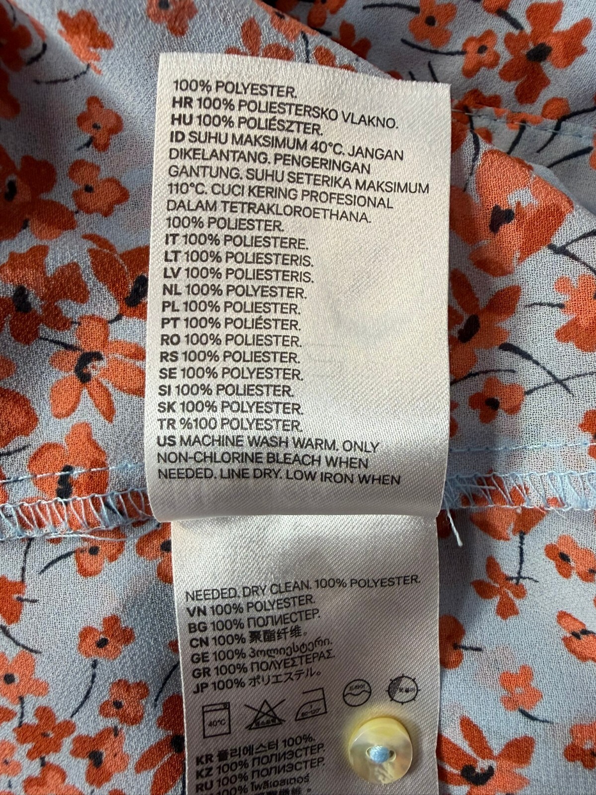 H&M Floral Sleeveless Button Front Blouse Women’s Size 10 Blue Orange