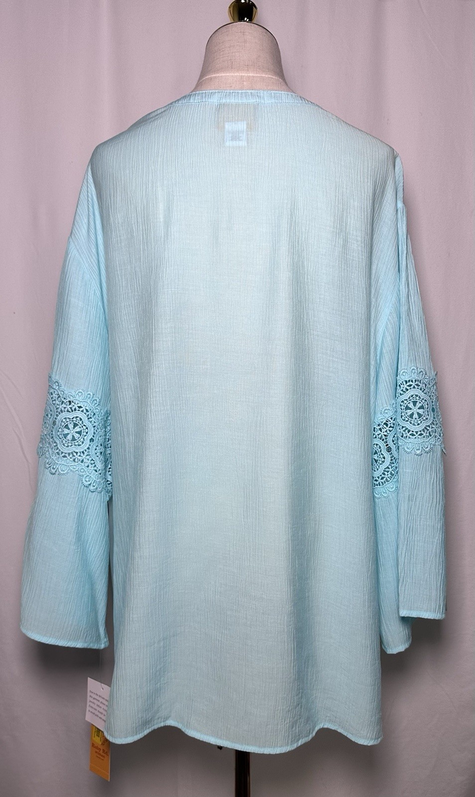 Ruby Rd Tunic Top Shirt Blouse Women 2X Long Sleeve Blue Embroidered V-Neck $64