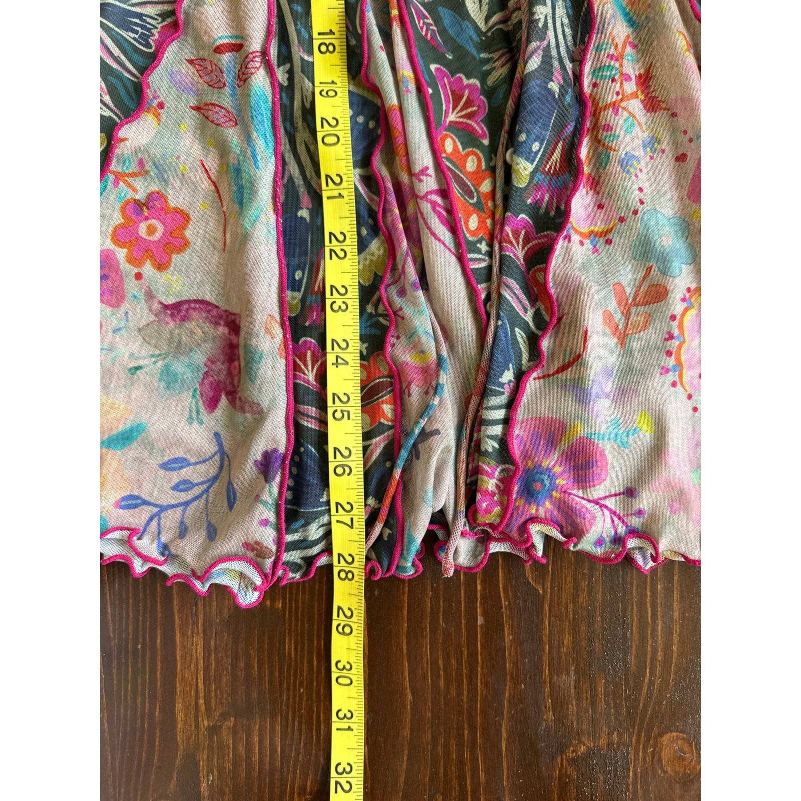 Natural Life Cover Up Babydoll Mesh Top XL Floral Boho Hippie Festival Beach
