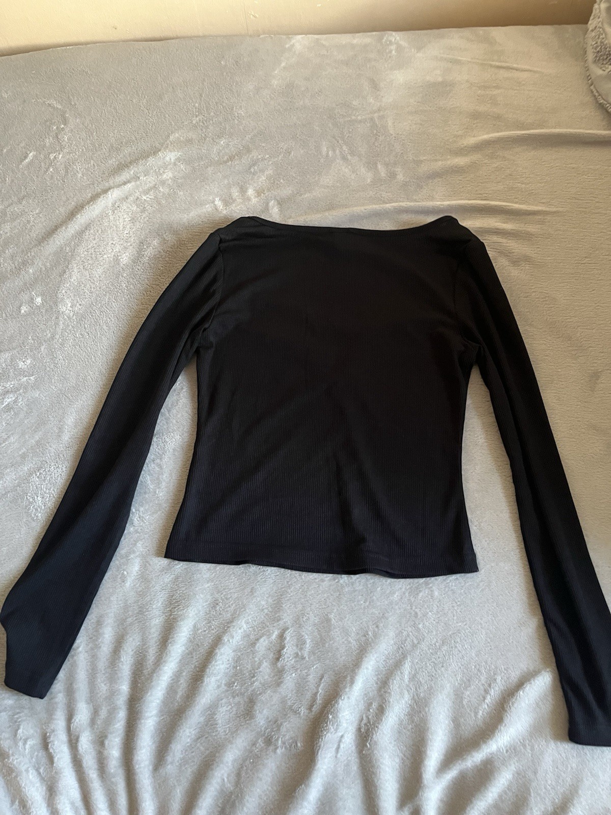 ROMWE Solid Black Contrast Lace Ruched Tee Top Y2K Style Size xs