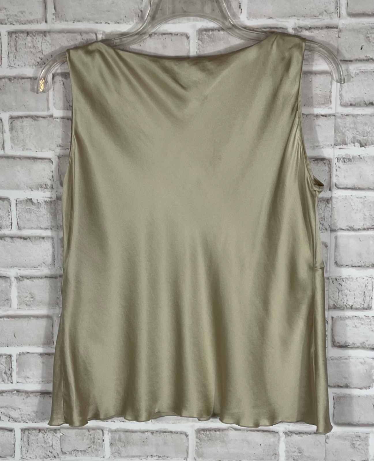 Nine West Tank Top Womens Sz 16 Beige Vintage 1990s Silk Pleated Camisole
