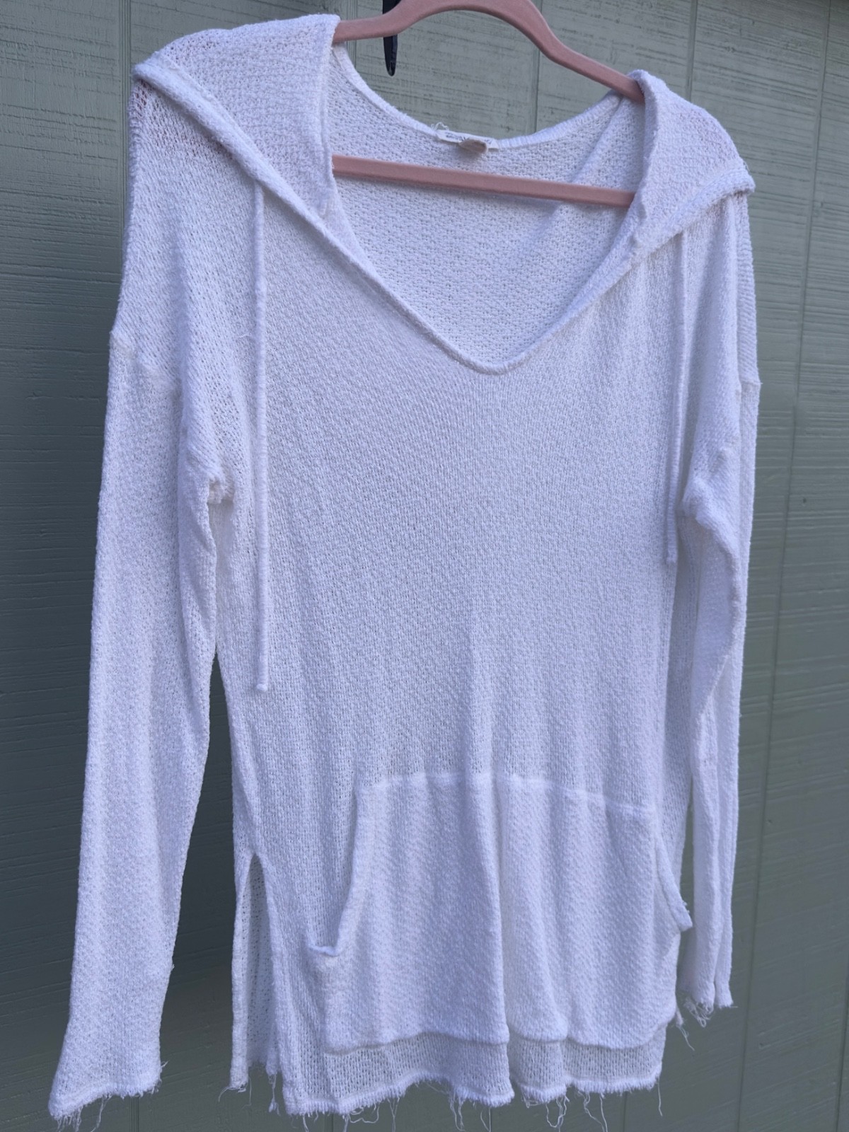 Billabong Open Knit White Beach Sheer Layering Pullover Size Large