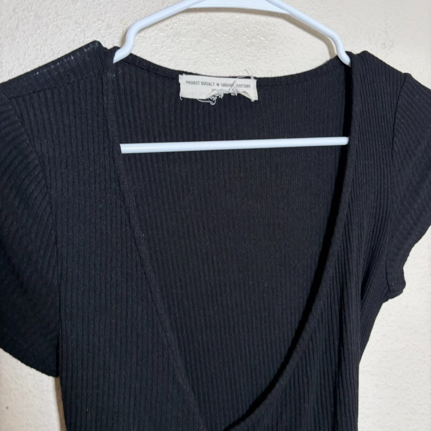 Urban Outfitters x Project Social T Women’s Small Black Casual Tie V-Neck Top