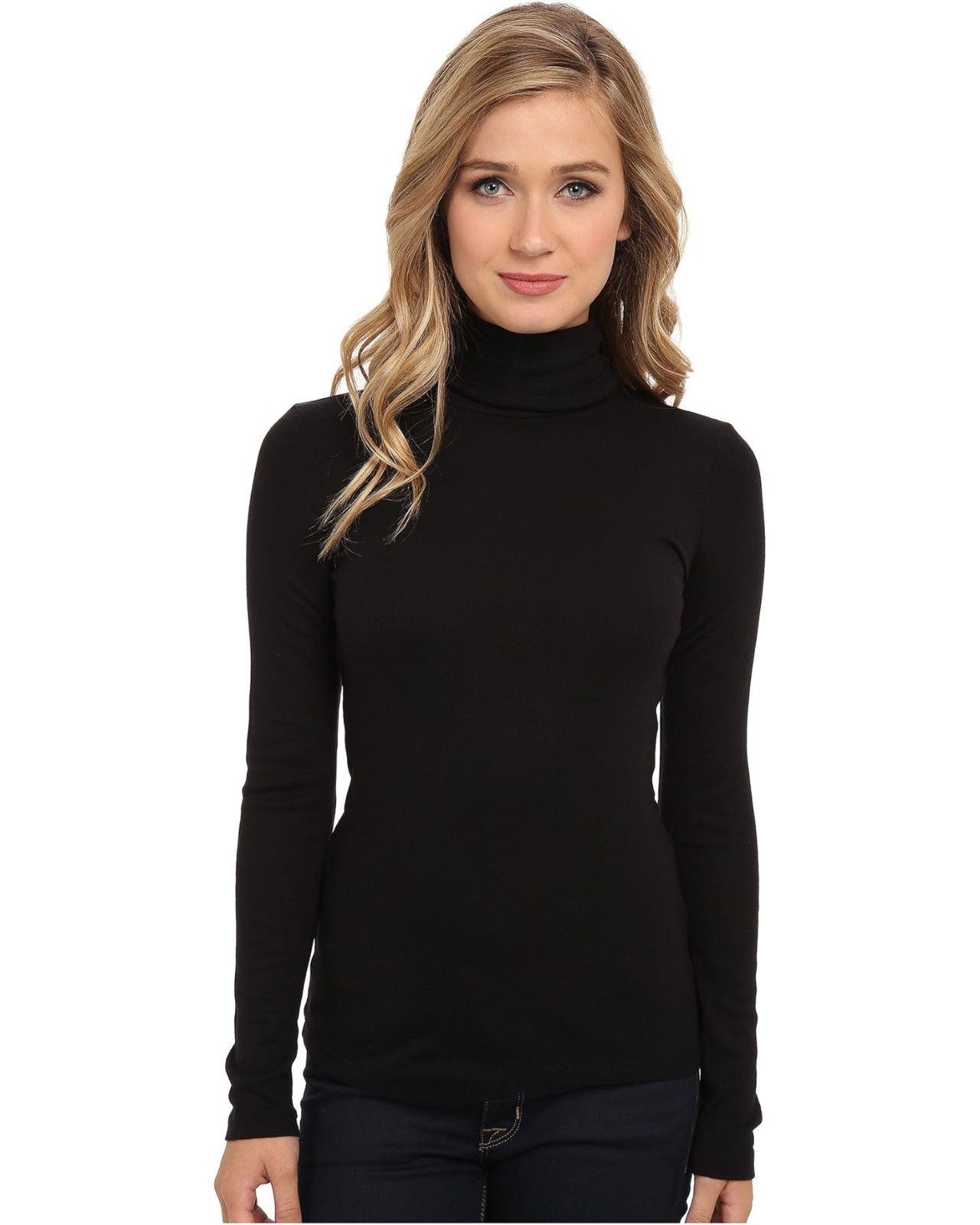 Splendid L72734 Black 1×1 Classic Long Sleeve Turtleneck Pullover Size XL