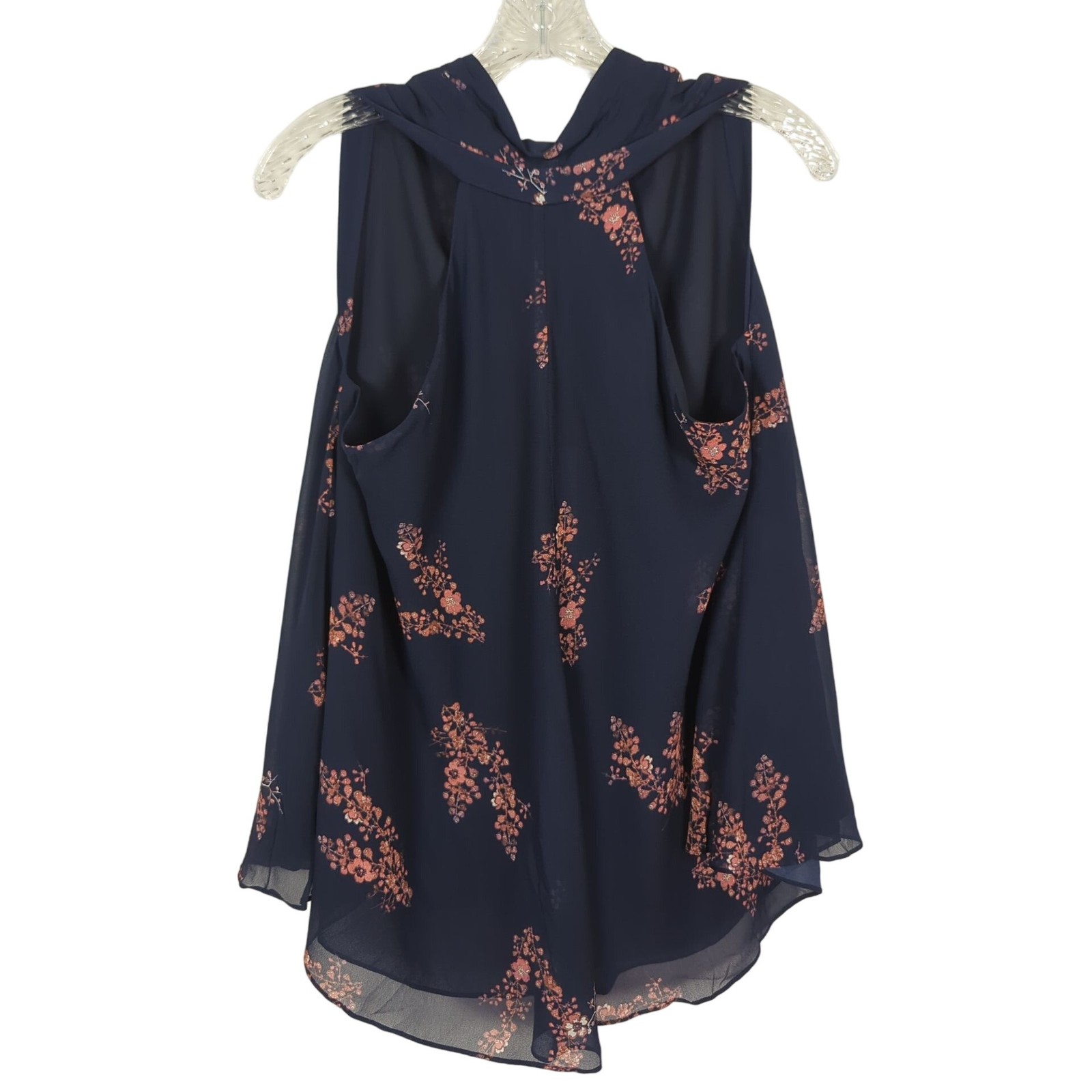 DEREK LAM 10 CROSBY Top Womens Sz 8 blue Floral sleeveless summer Bohemian