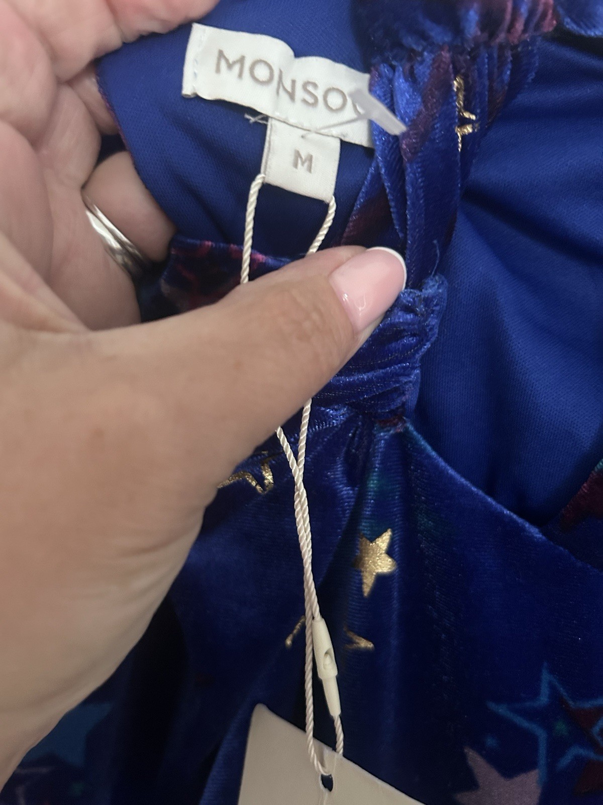 Monsoon “Ginny” Celestial Shooting Star Print Cobalt Blue New With Tags Size M