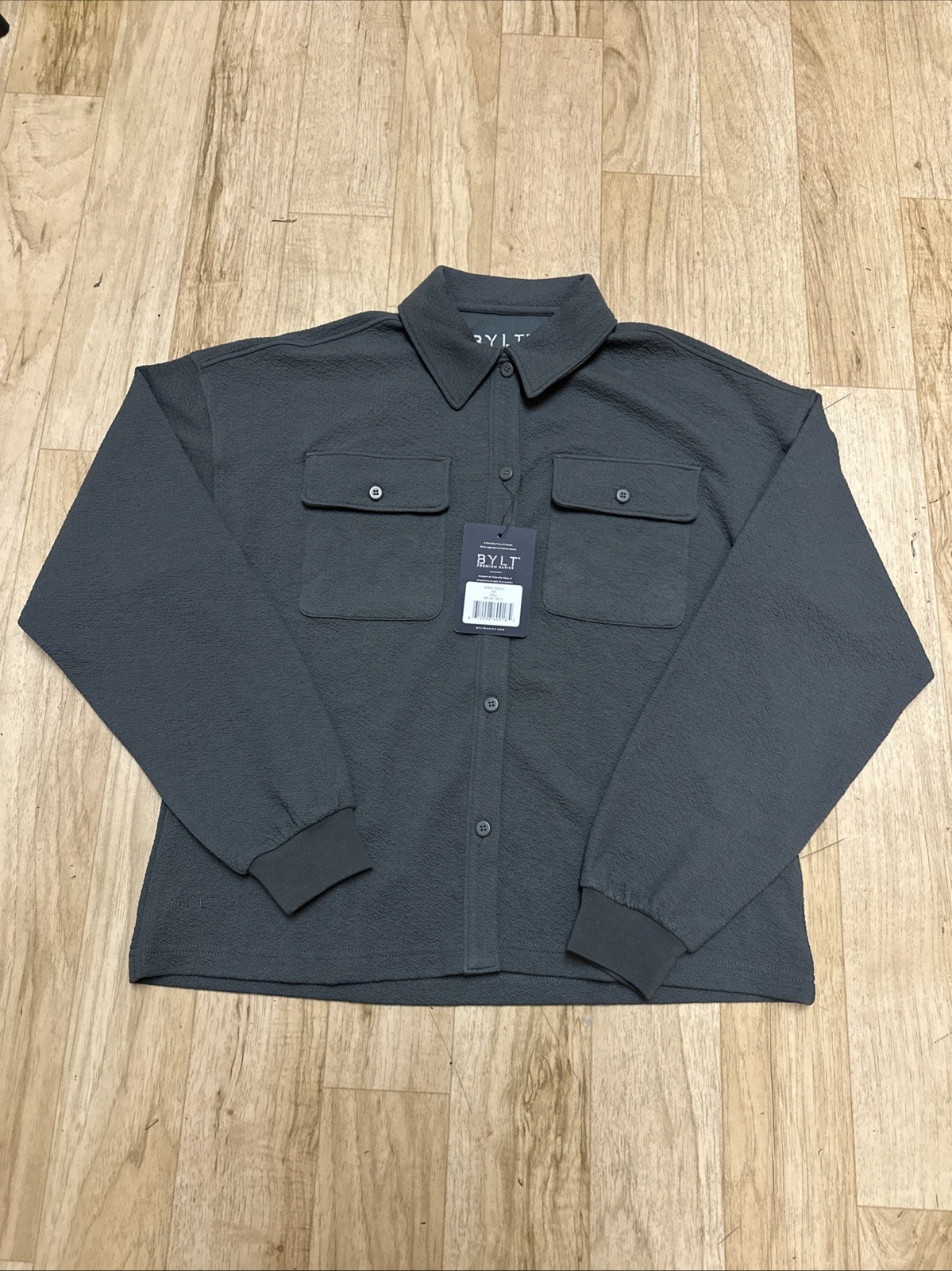 BYLT Premium Basics Size Small Serene Shacket Button Up Shirt Blouse Ash Color