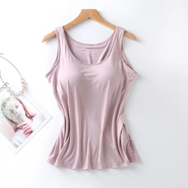 Women Cami Camisole With Built in Bra Push Up Padded Vest Baisc Layer Tank Tops