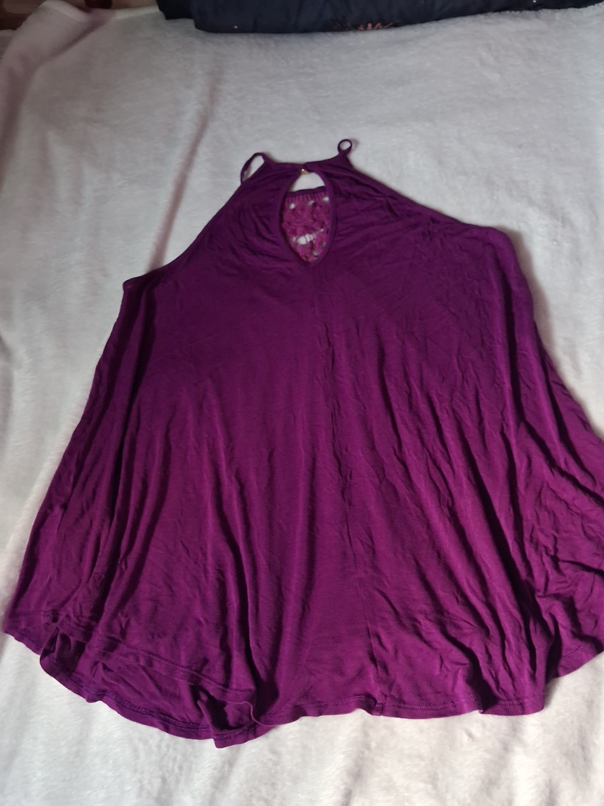 Womens Purple, Tunic, Crochet Accent, Sexy & Fancy Tank Top Size Small