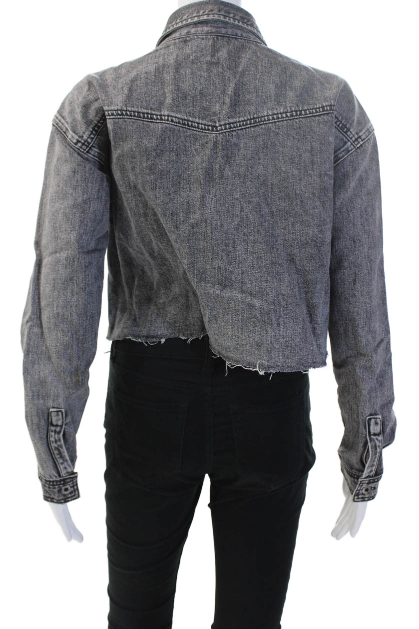 Grlfrnd Womens Dark Gray Cotton Button Long Sleeve Grunge Jacket Size S