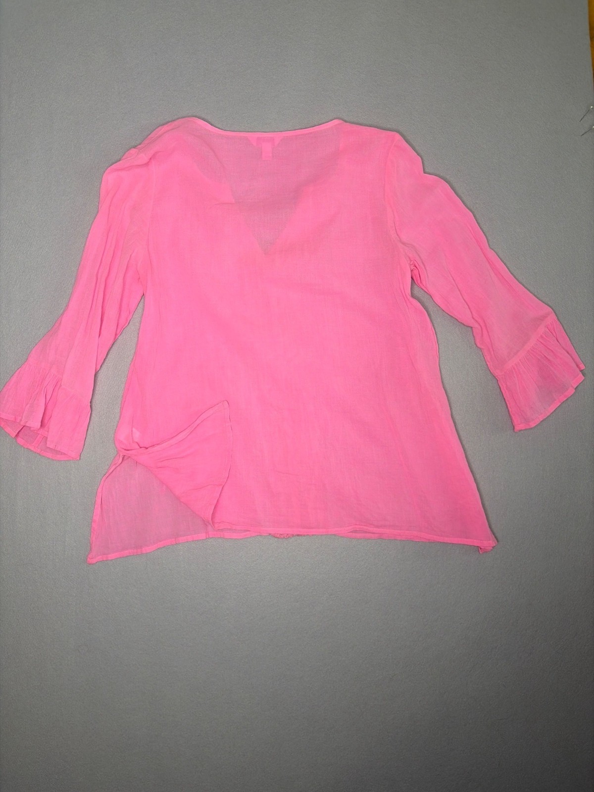 Lilly Pulitzer Luci Tunic Blouse Size M 100% Cotton Sheer Summer Beach Vacation