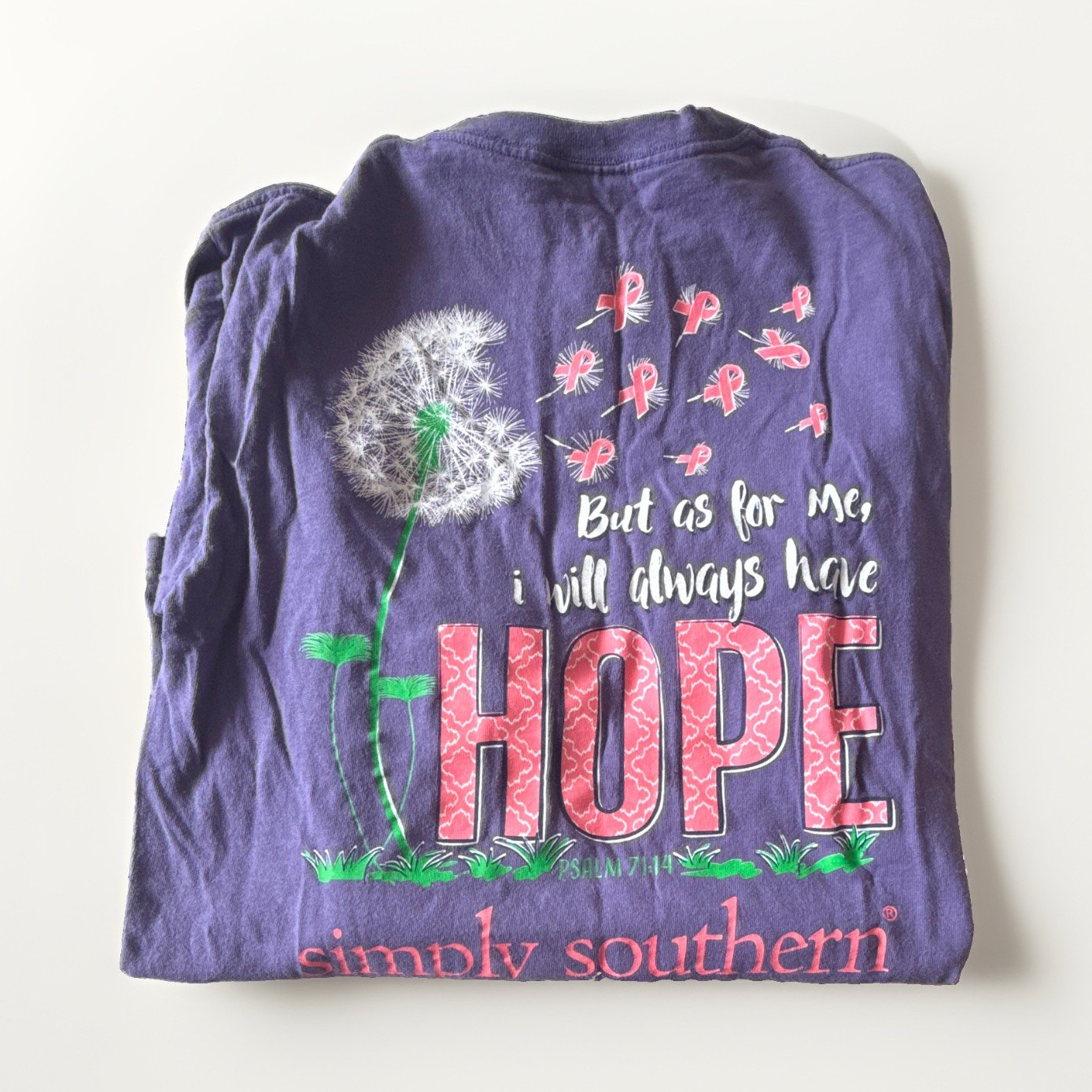 Simply Southern Women’s Purple Crew Neck Long Sleeve Graphic Tee, Size M Cotton