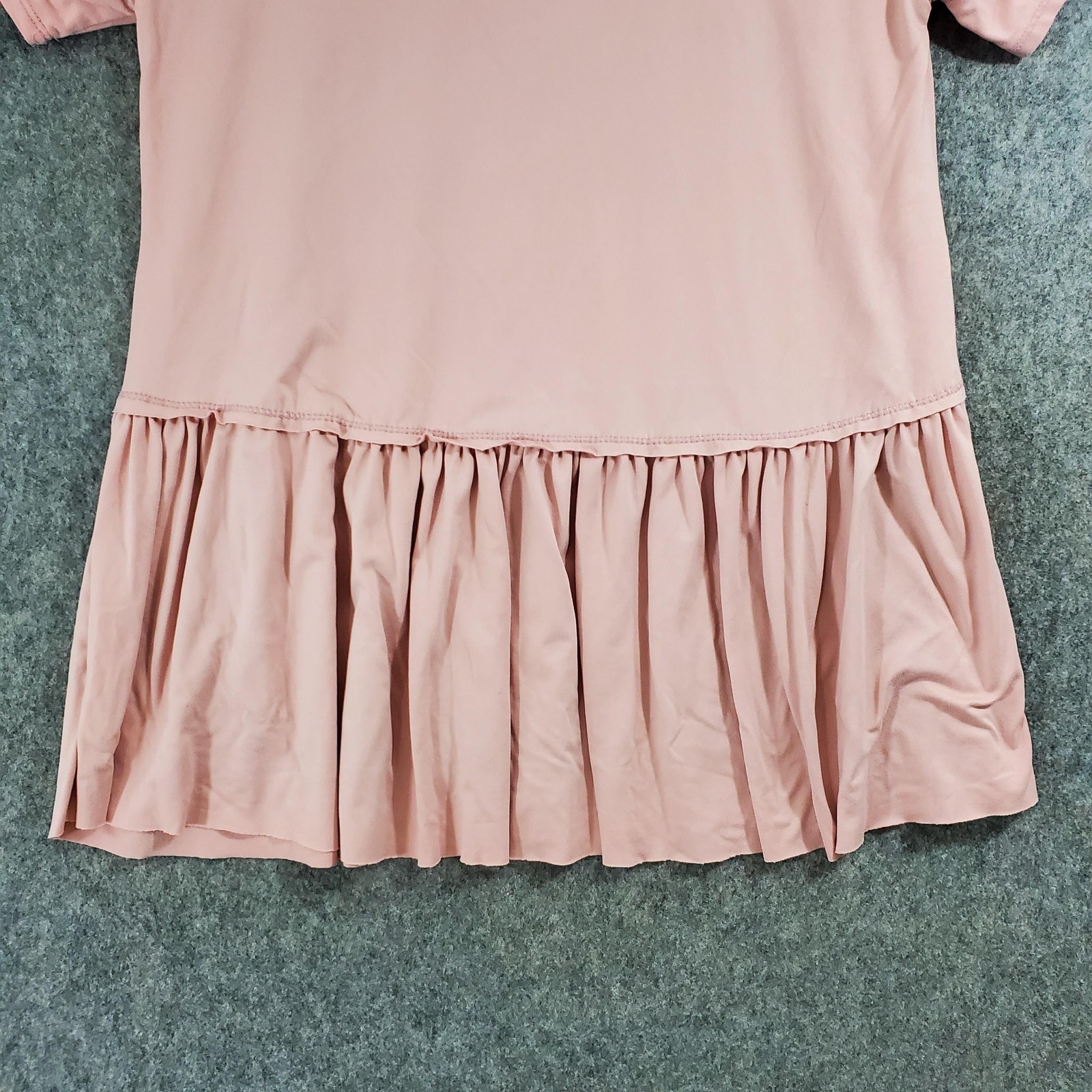 Entro Top Womens Large Pink Short Sleeve T-Shirt Drop Waist Ruffle Hem Swing