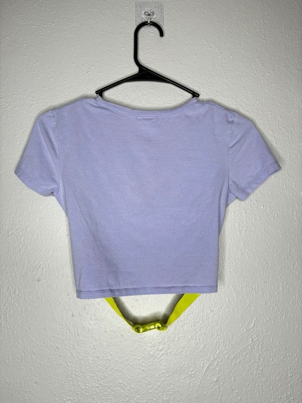 Ninth Hall Lavender Crop Top with Neon Yellow Buckle Strap Size S