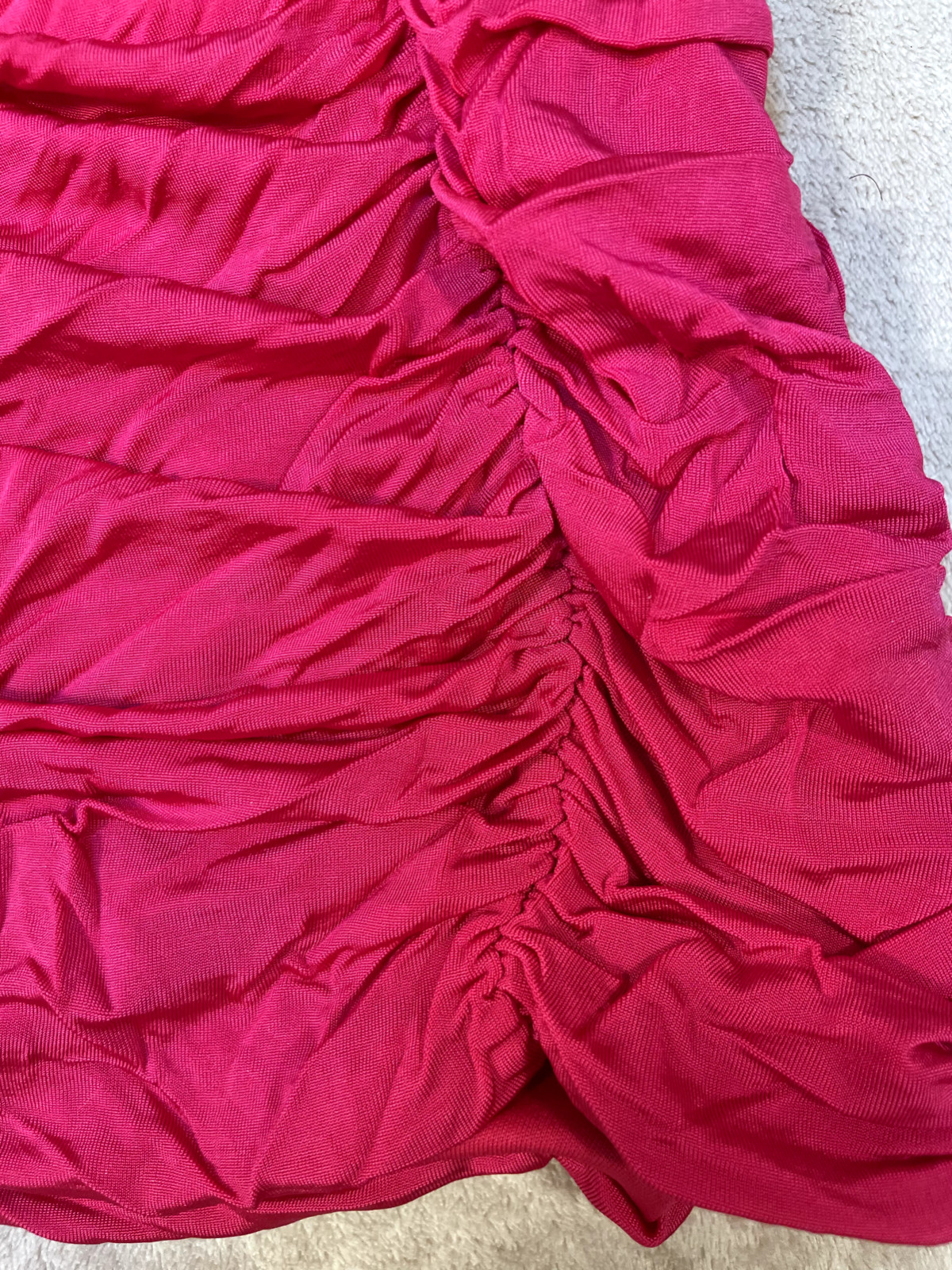 XXI Top Women’s Small Red Strapless Ruched Seams Gathered Stretch Rayon Lined