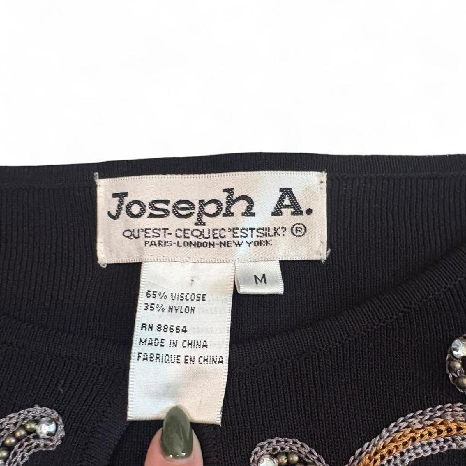 Joseph A. Women’s Black Embelished Blouse Top sz M