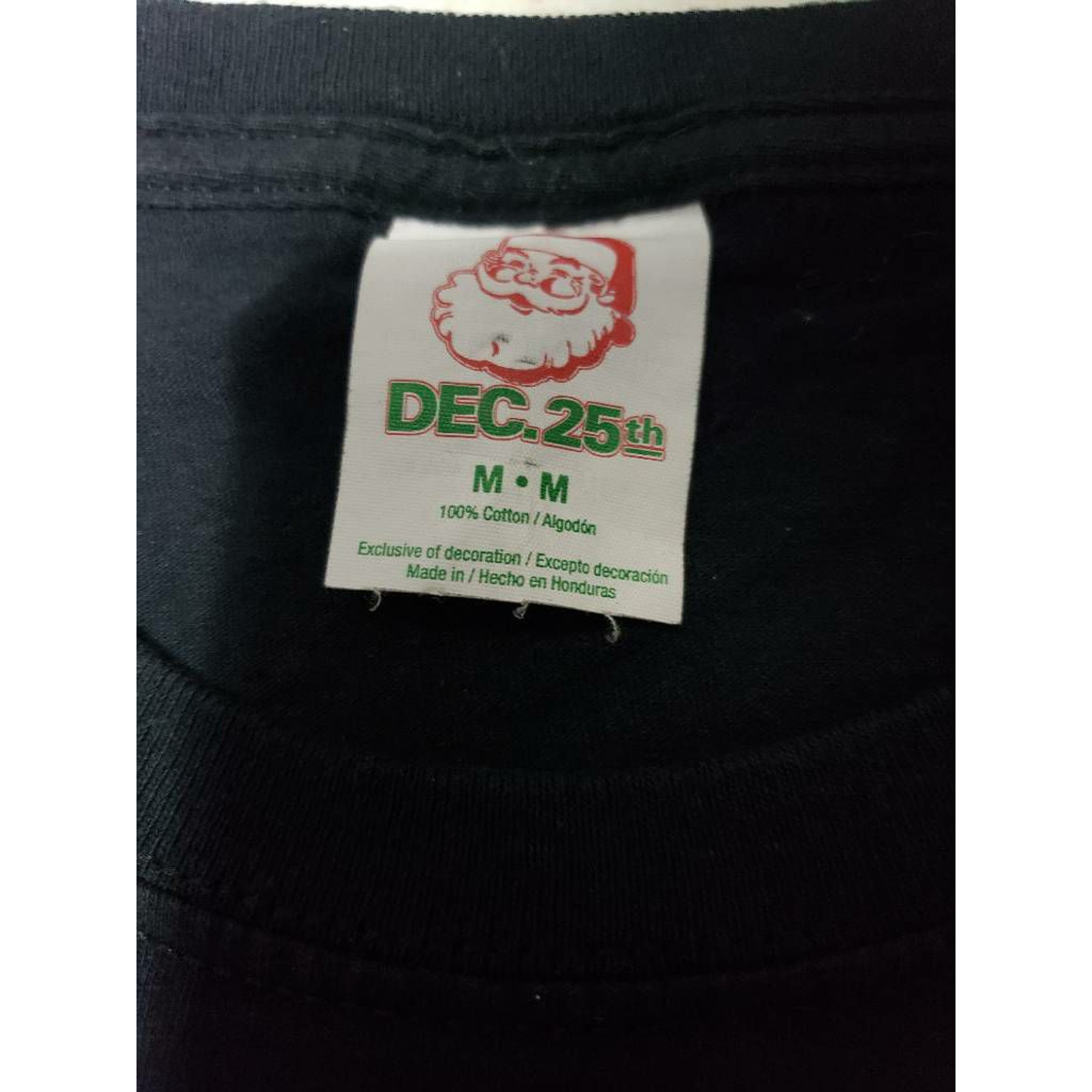 Ugly Christmas Sloth T-Shirt Dec 25th Cotton Black Graphic Crew Small