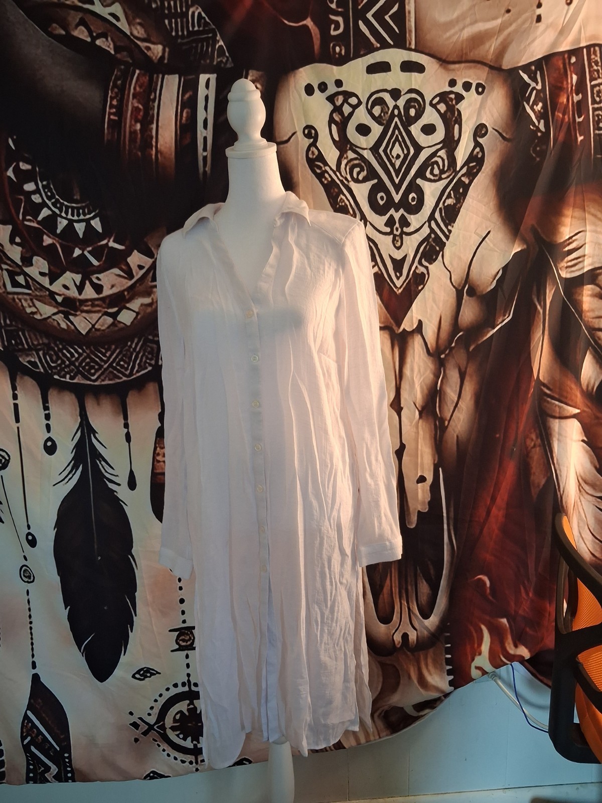 I.N.C Sheer Collared Button Up Top With Slit Sides SIZE M