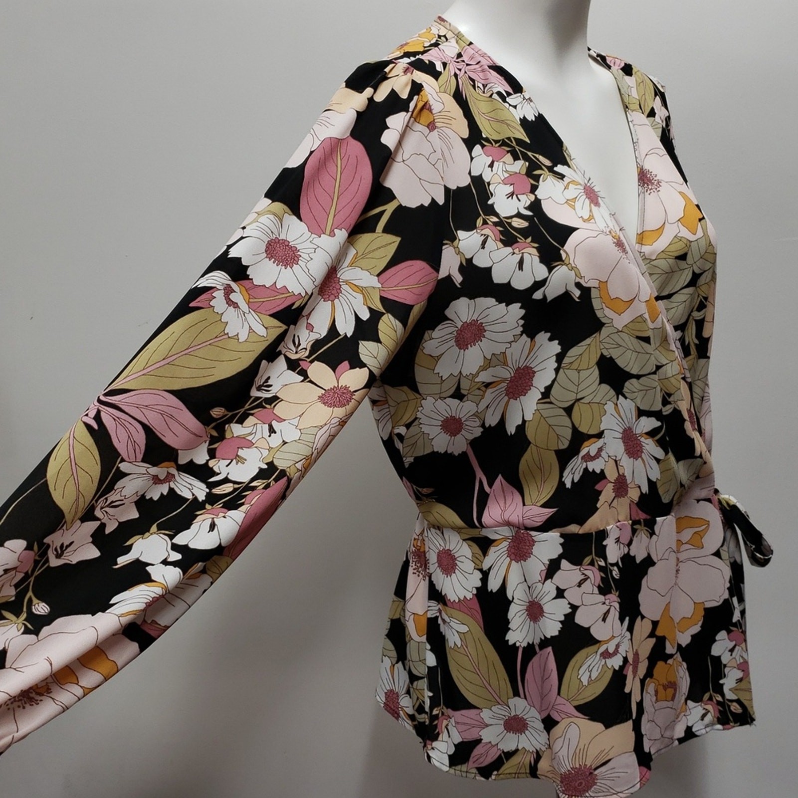 Pleione Floral Faux Frap Peplum Blouse Women’s Size XL Spring Summer