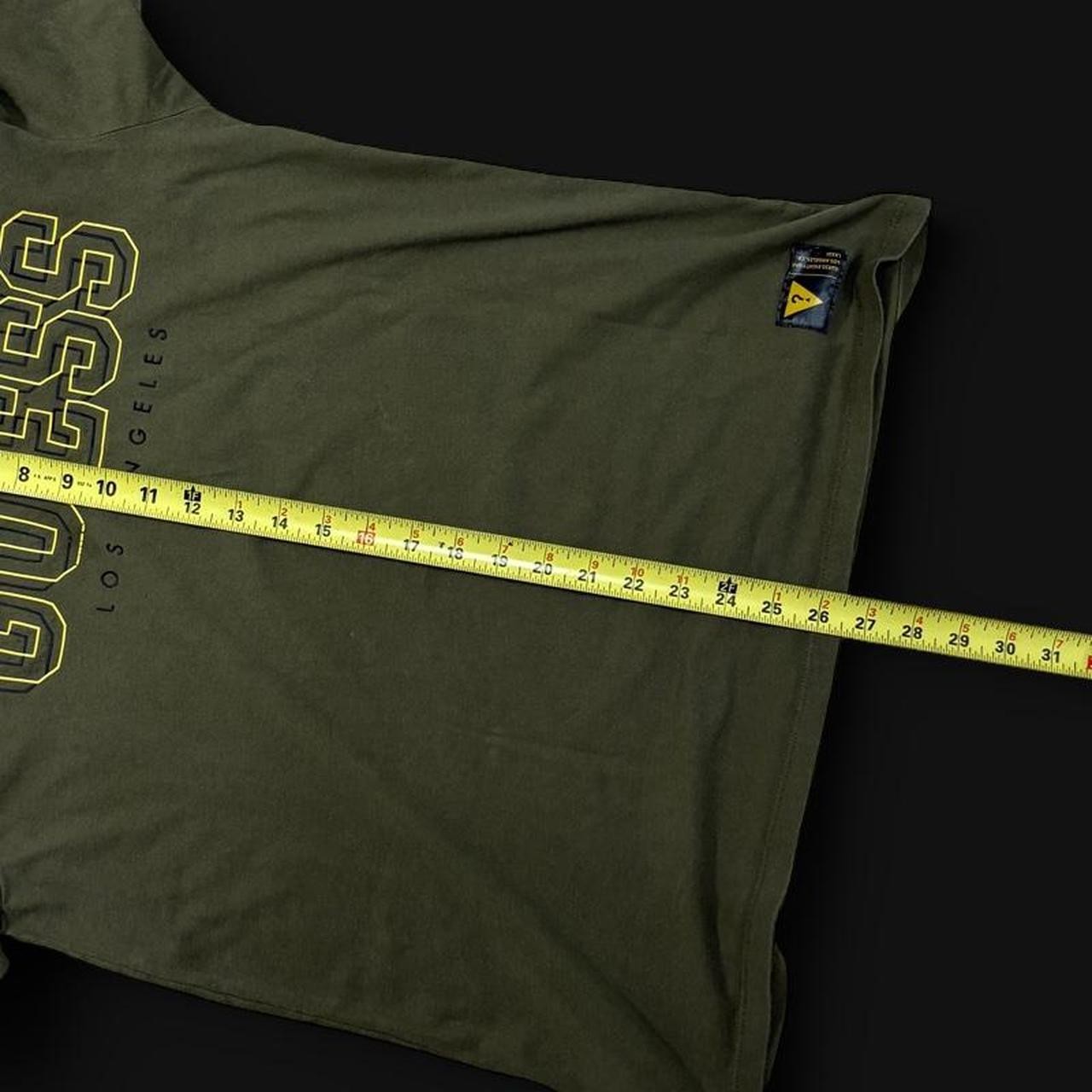Y2k twee simple Guess Los Angeles Olive Green Cotton T-Shirt with Yellow ‘GUESS”