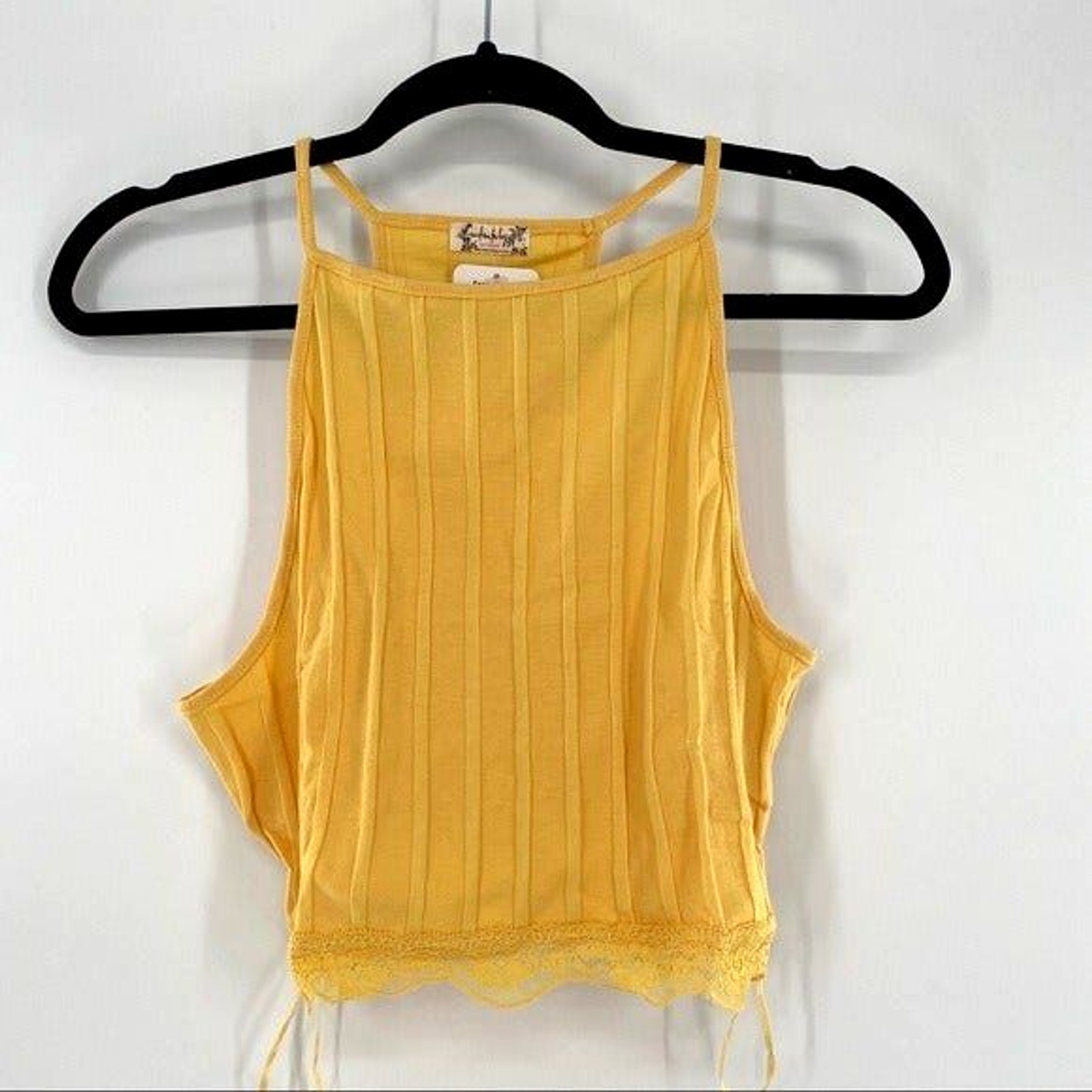Free People NWT All Your Love Crop Top Bralette Sleeveless Sunshine Yellow L New