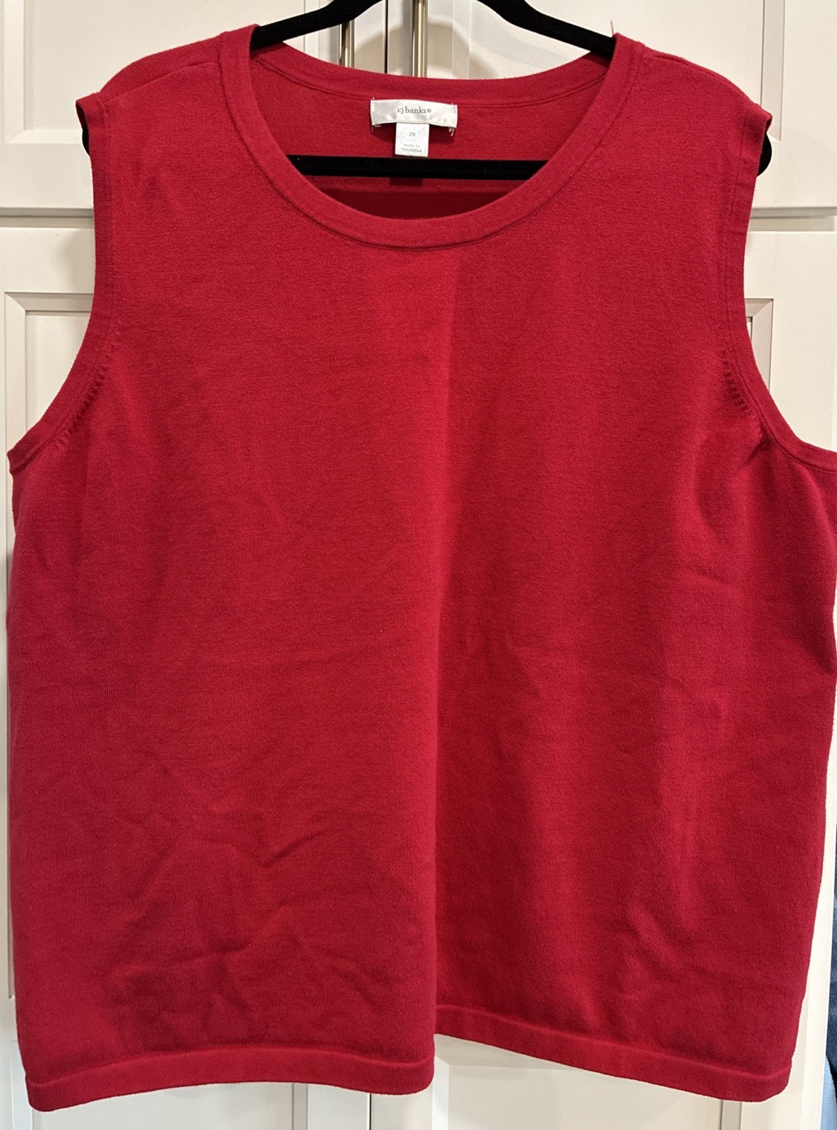 CJ Banks Red Sleeveless Wide Strap Sweater Tank Top Plus Size 2X All Seasons