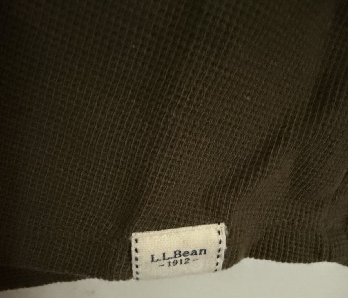 L.L. Bean M Olive Green Crew Neck Thermal Pullover Tee Long Sleeves Base Layer