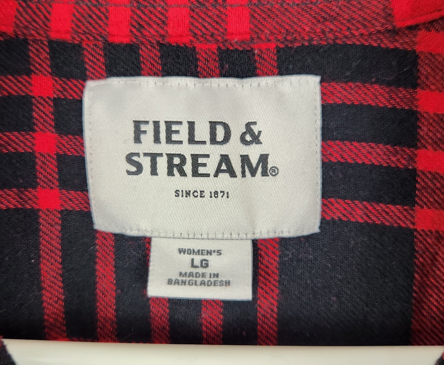 Field & Stream Womens Outdoor Lightweight Red Flannel Shirt Plaid Size L Woodsy