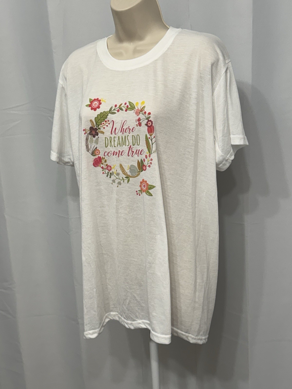 Women’s Ivory Crew Neck Short Sleeve Comfort Soft Graphic T-Shirt L