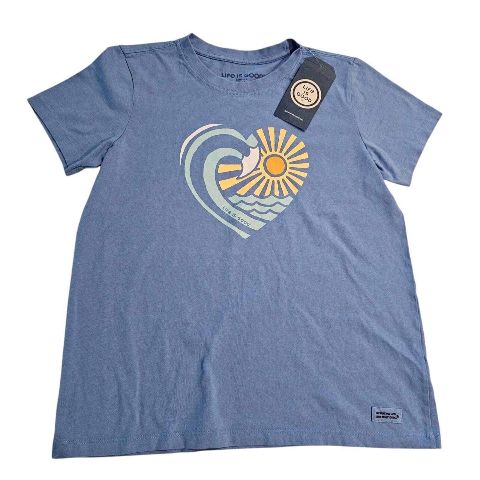 NWT-Life Is Good Blue Heart Ocean Graphic Short Sleeve Tee T-shirt-Choose Size!