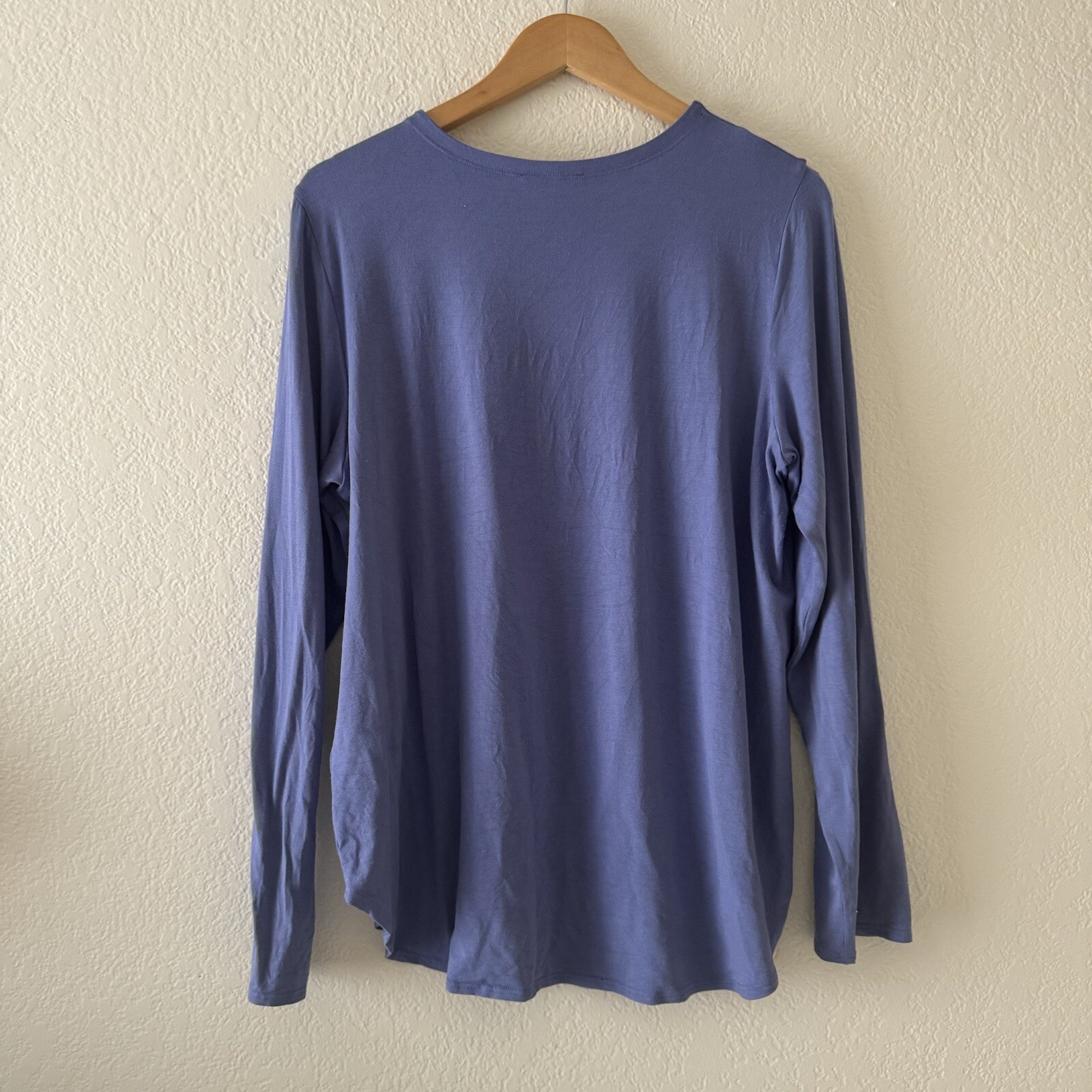 Eileen Fisher Periwinkle Stretch Knit Long Sleeve Top Size XL