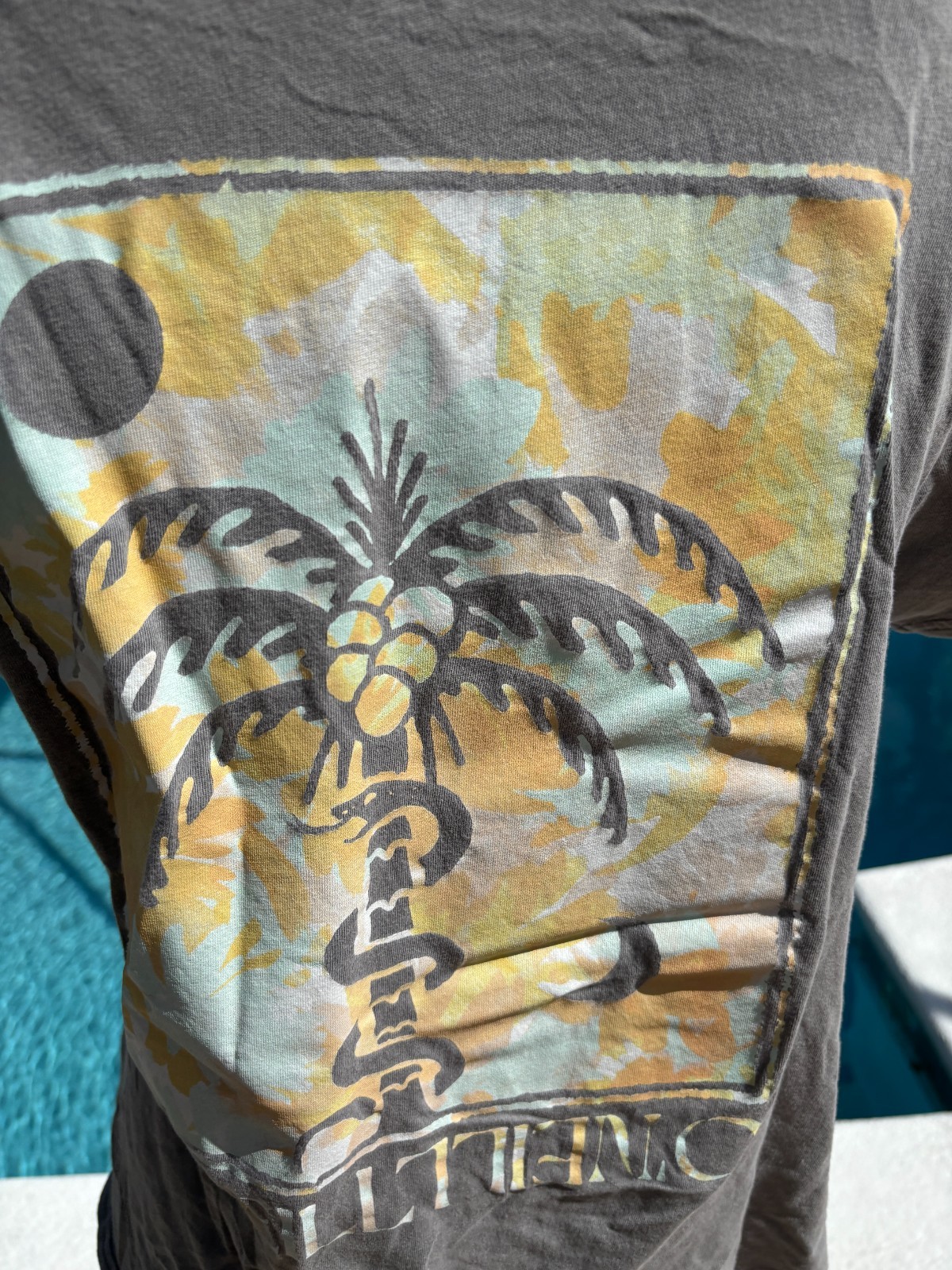 O’Neill Gray SNake Palm Tree T Tee Shirt Womens Top size L/XL