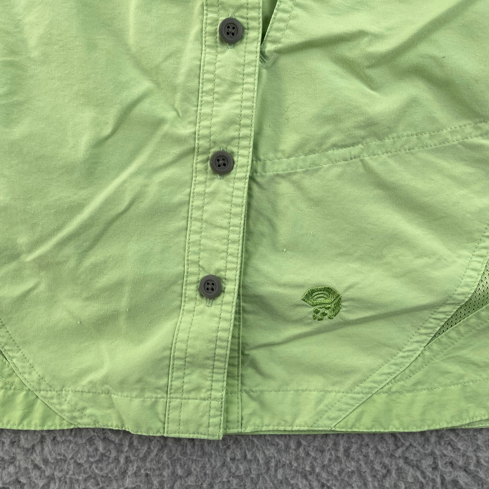Mountain Hardwear Top Shirt Women 6 Button Up Lime Green Sleeveless Vented Vest