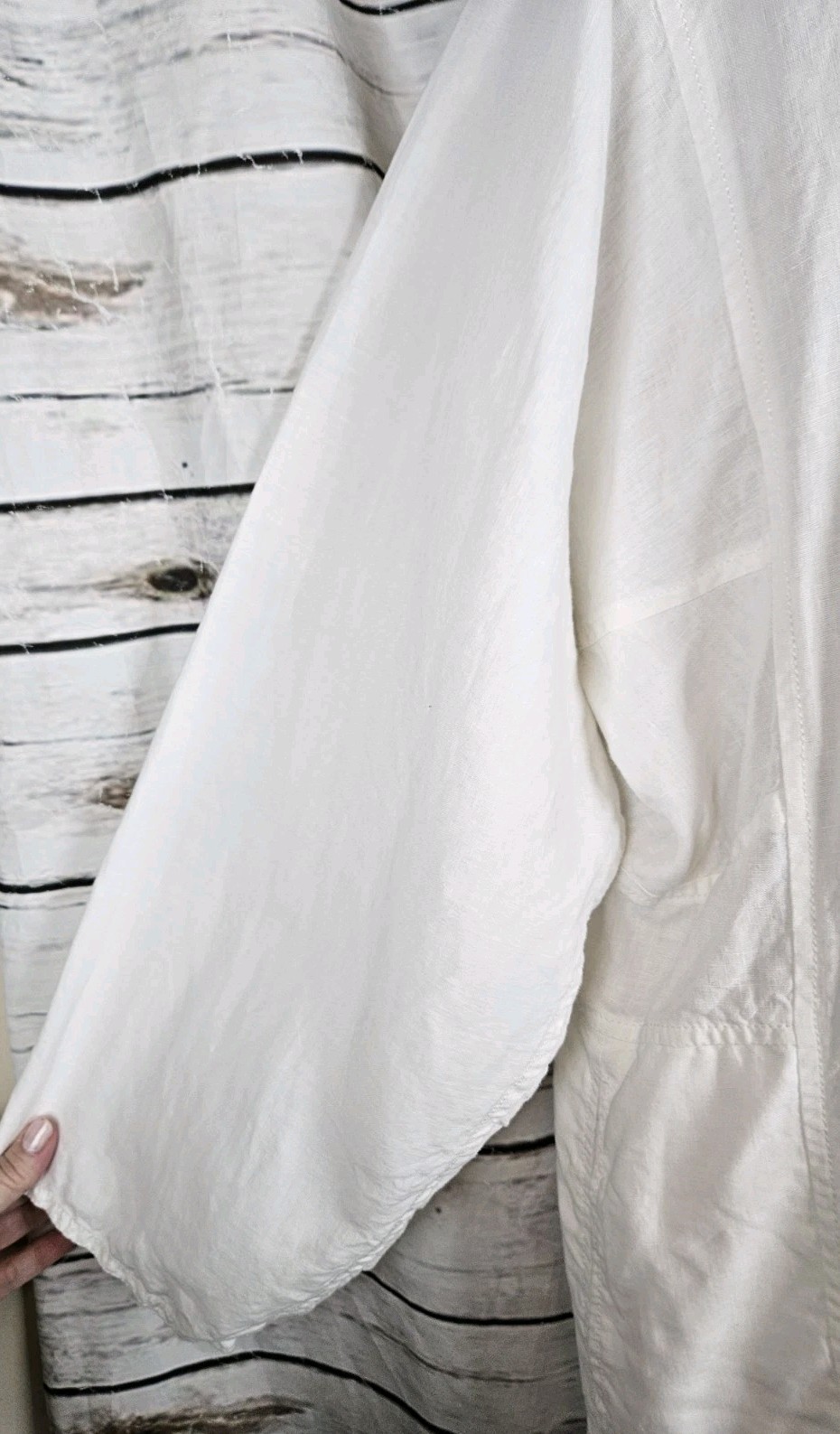 Eileen Fisher 100% Linen White Tunic Top 1X Button Up Lagenlook Womens