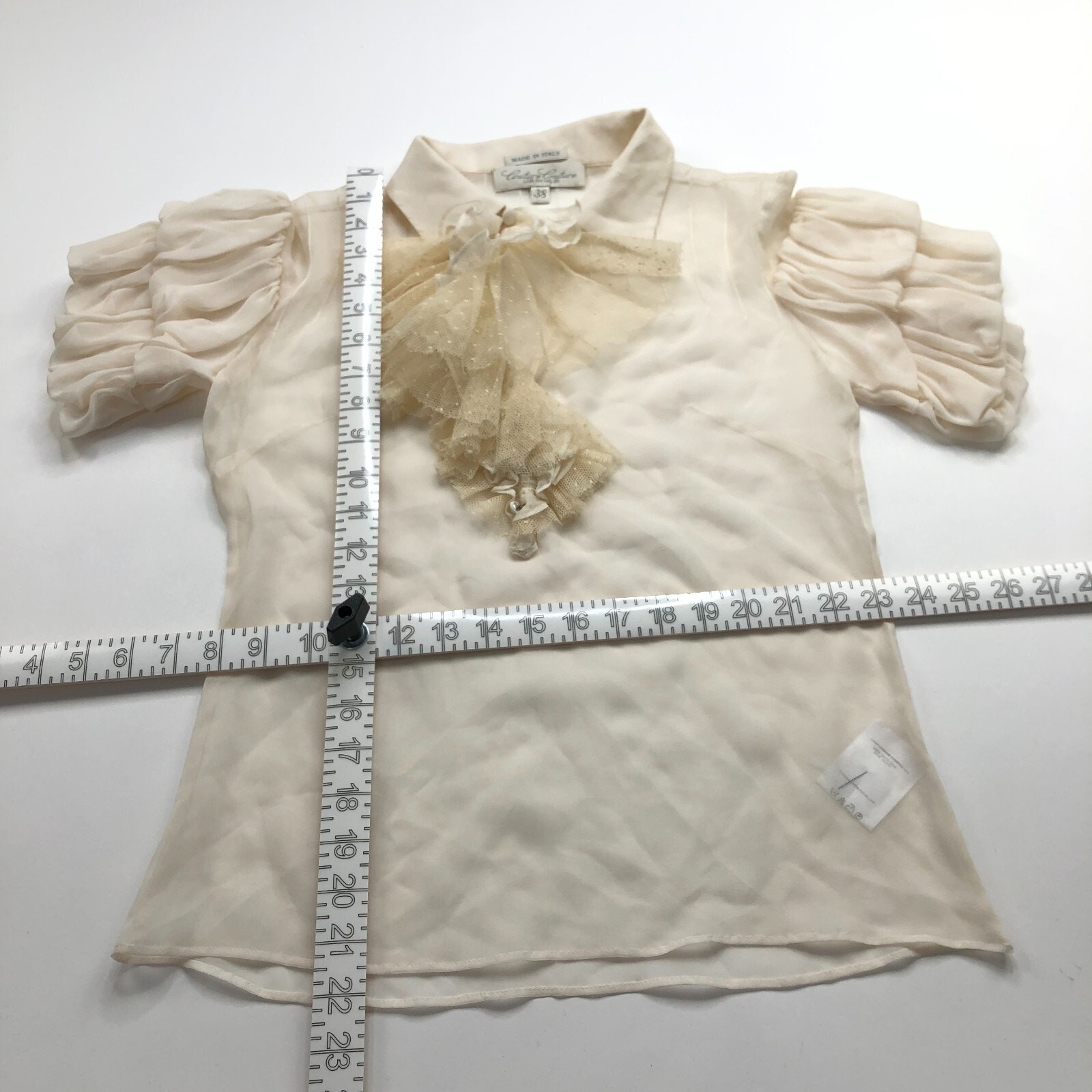Couture Couture Los Angeles EUR 38 Button Short Sleeve Ruffle Polo Ivory HRJ