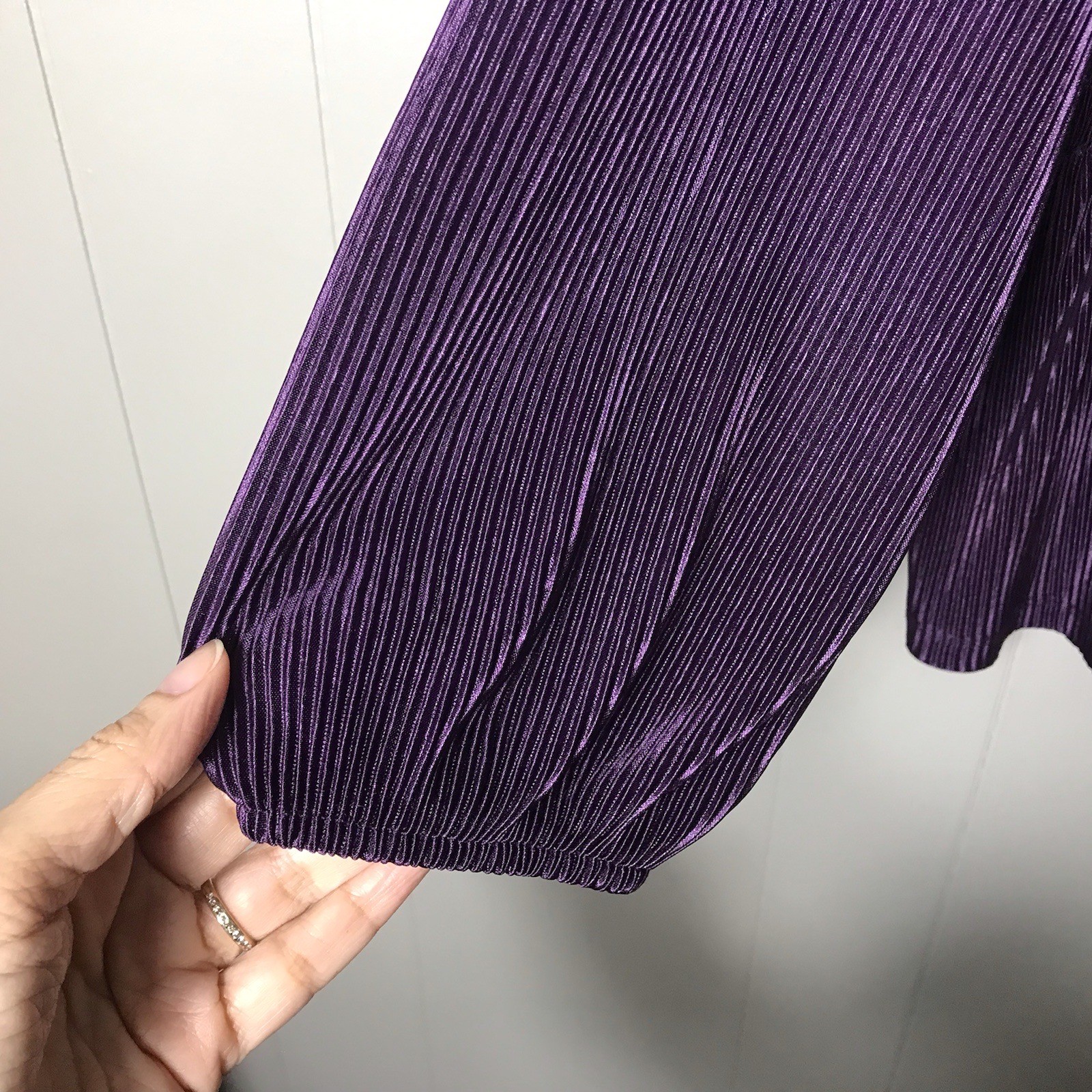 LANE BRYANT DARK PLUM ACCORDION PLEATED SMOCKED WAIST TUNIC V NECK WOMENS 26/28