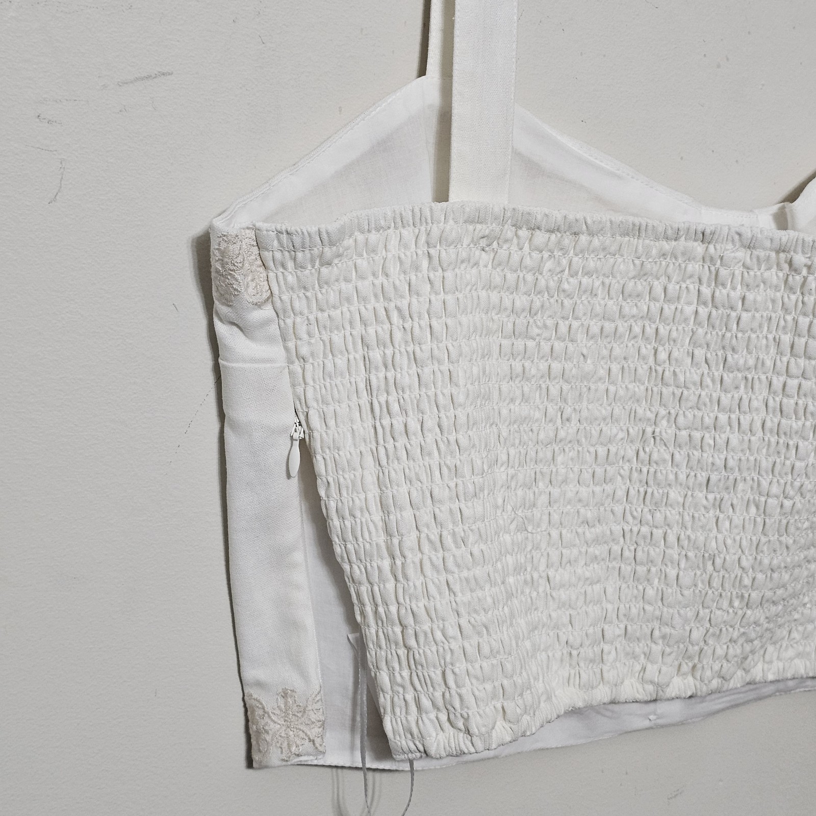 A Loves A Women Tank Top Blouse Large White Linen Cotton Cropped Sleeveless 624
