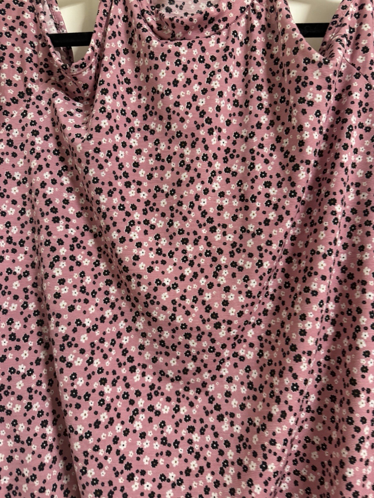 pink and black floral cold-shoulder top has a vibrant all-over flower design m