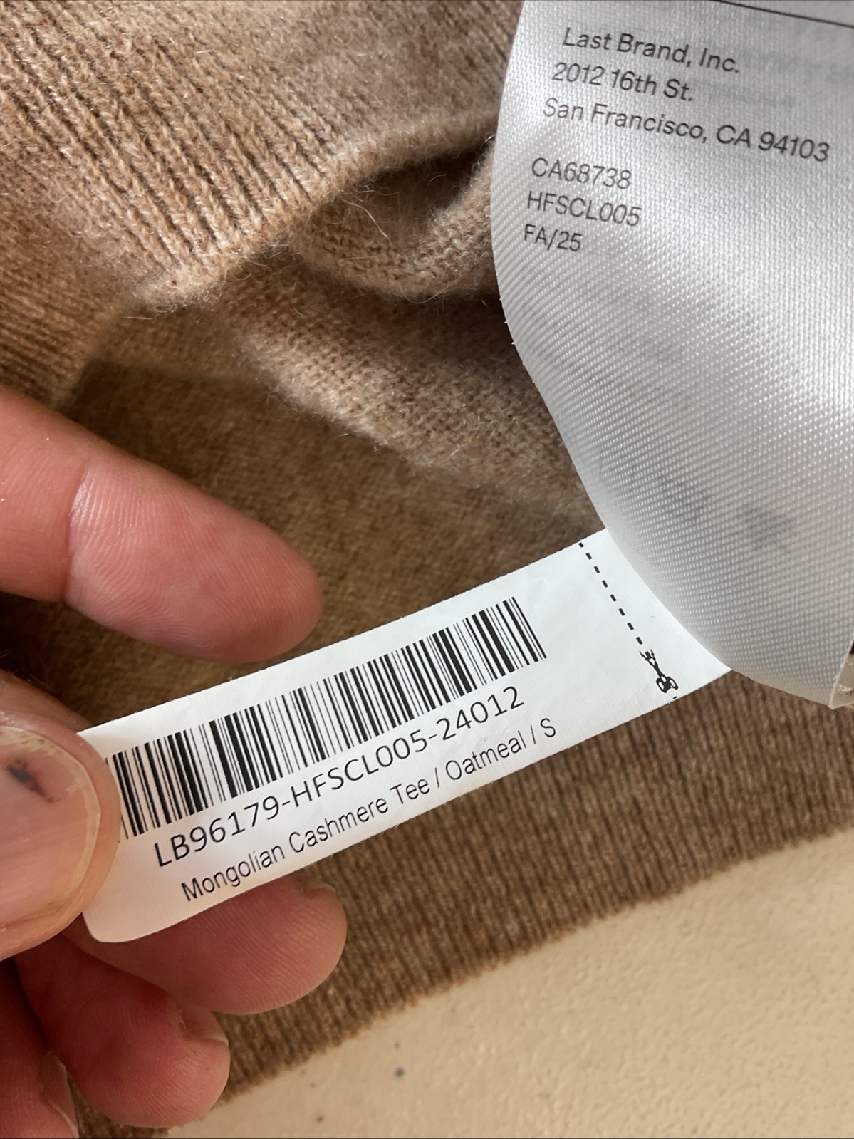 Quince Women Mongolian Cashmere Tee Camel Beige Soft Sz S Career Office Travel