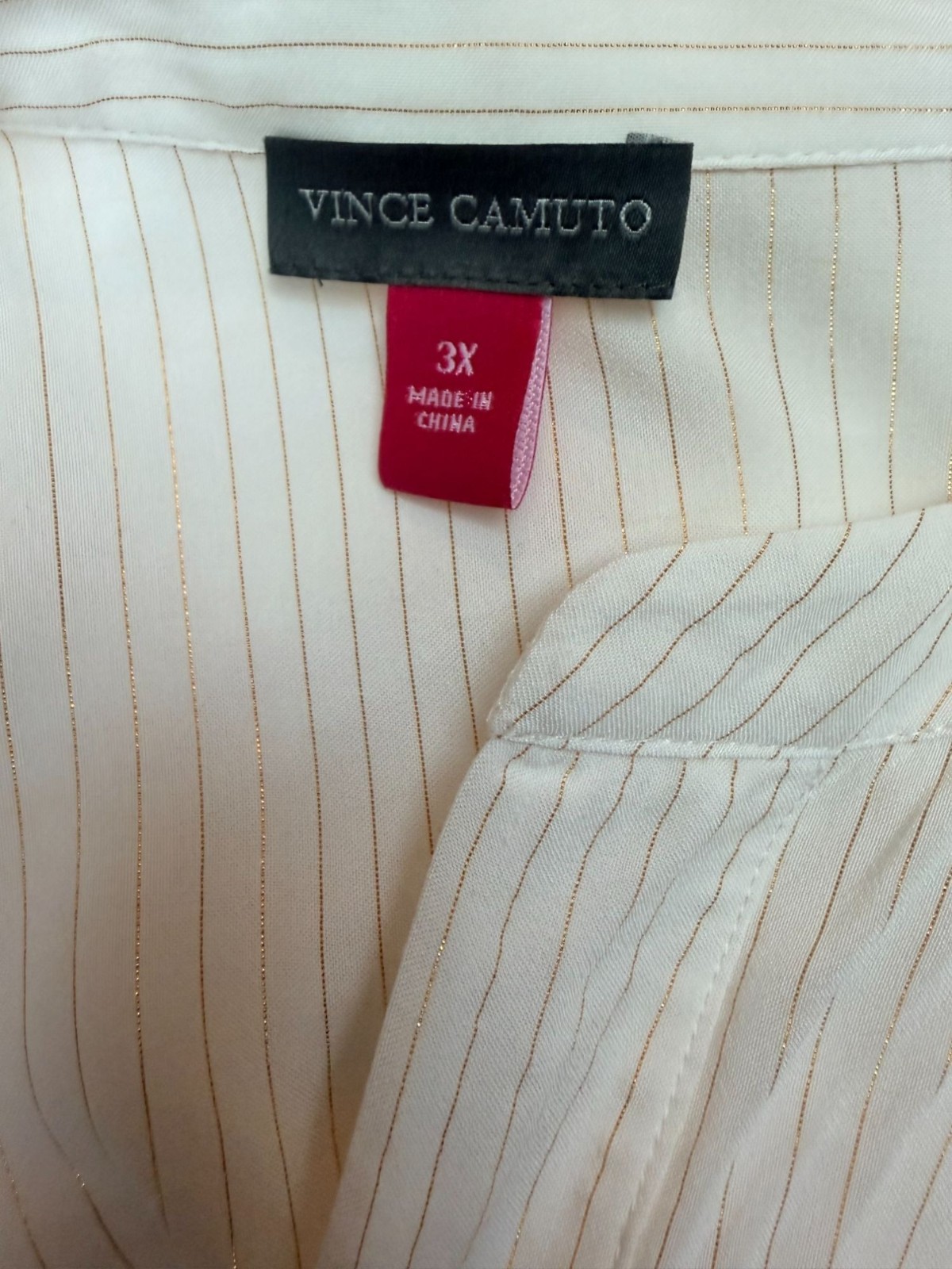 Bombshell Luxe Vince Camuto Lurex Stripe Blouse | Airy Metallic Top | 3X | EUC