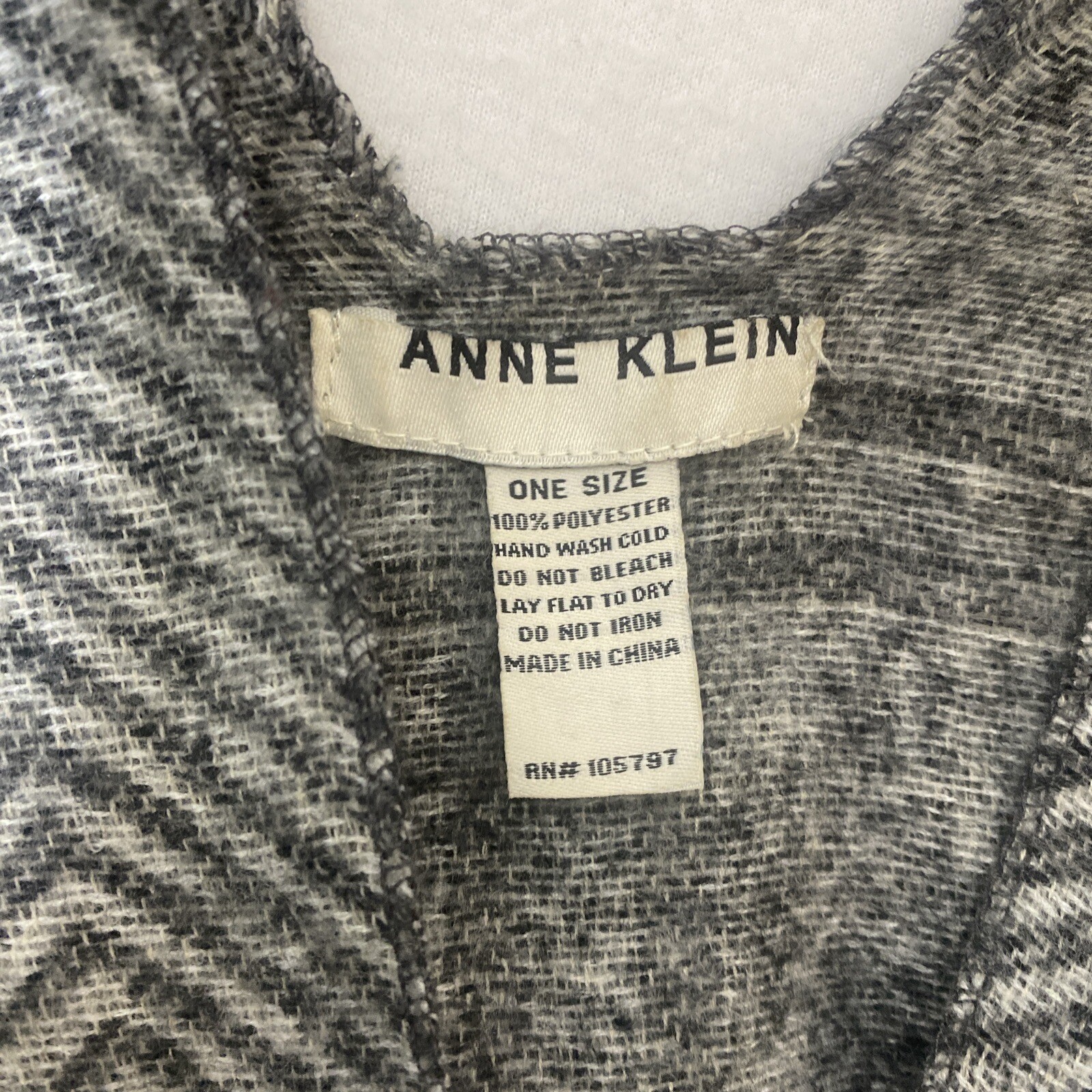 Anne Klein Women Shawl Coat Cape One Size Gray Plaid Polyester Open Outdoor City