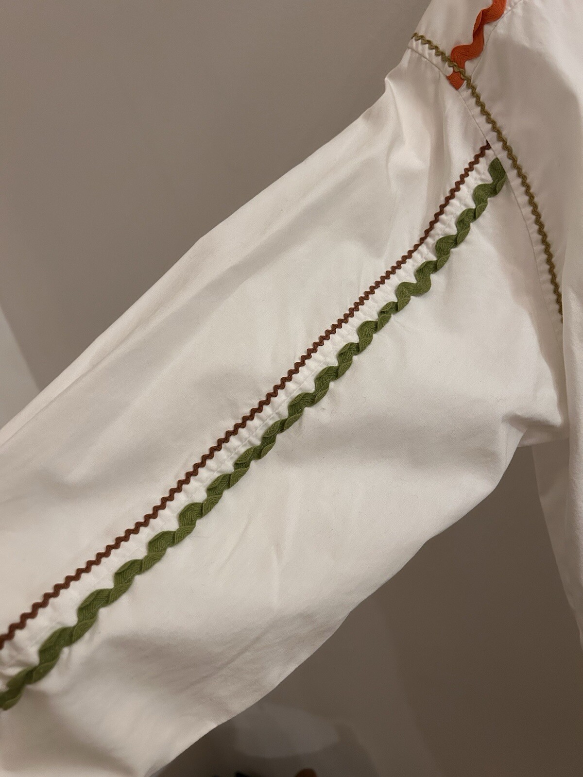 Vintage Todd Oldham Times 7 SZ S/M White Shirt Ric Rac Trim Henri Bendel #7027