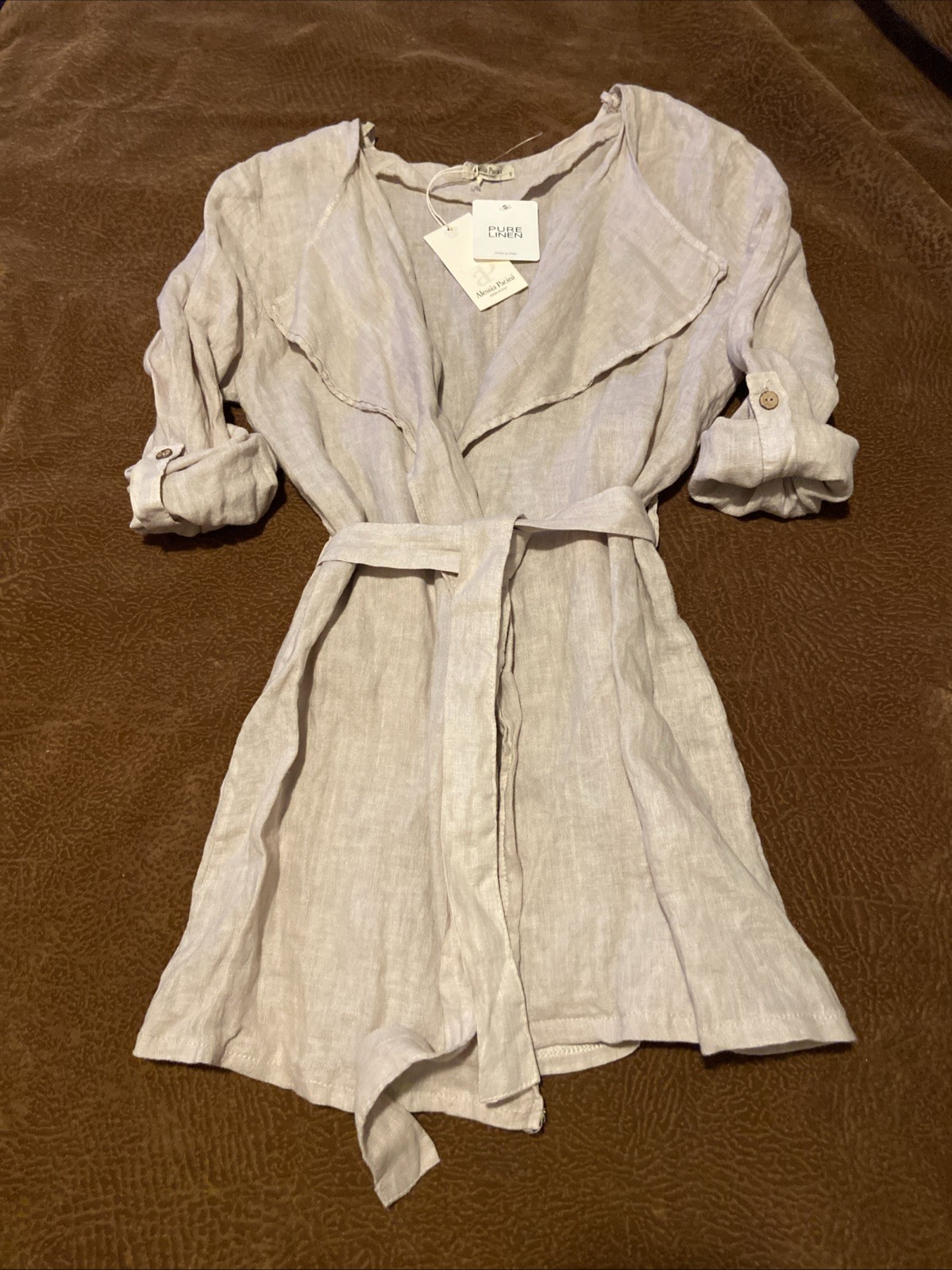 Alessia Pacini Linen Cardigan Size Small Mid Length Lagenlook Boho Hippie Italy
