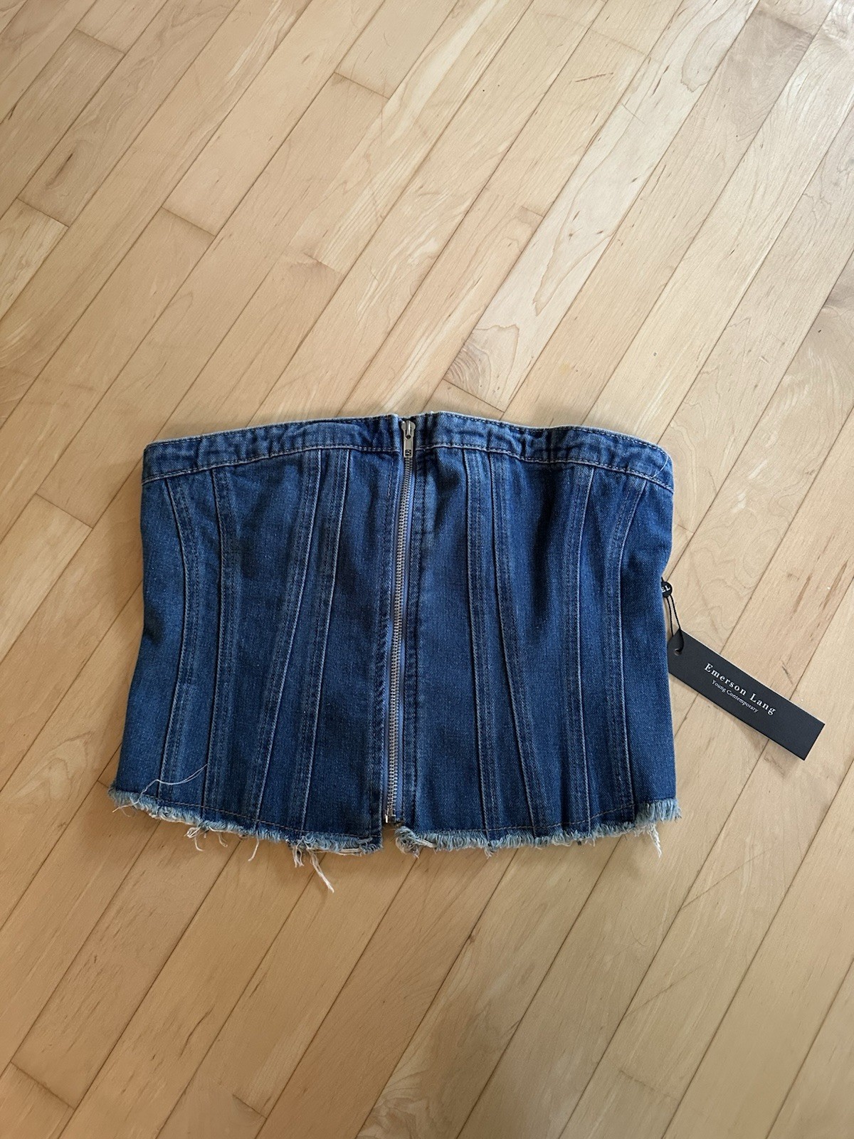 Emerson Lang Women’s Jean Denim Tube Top Shirt Size Large NWT Medium Blue