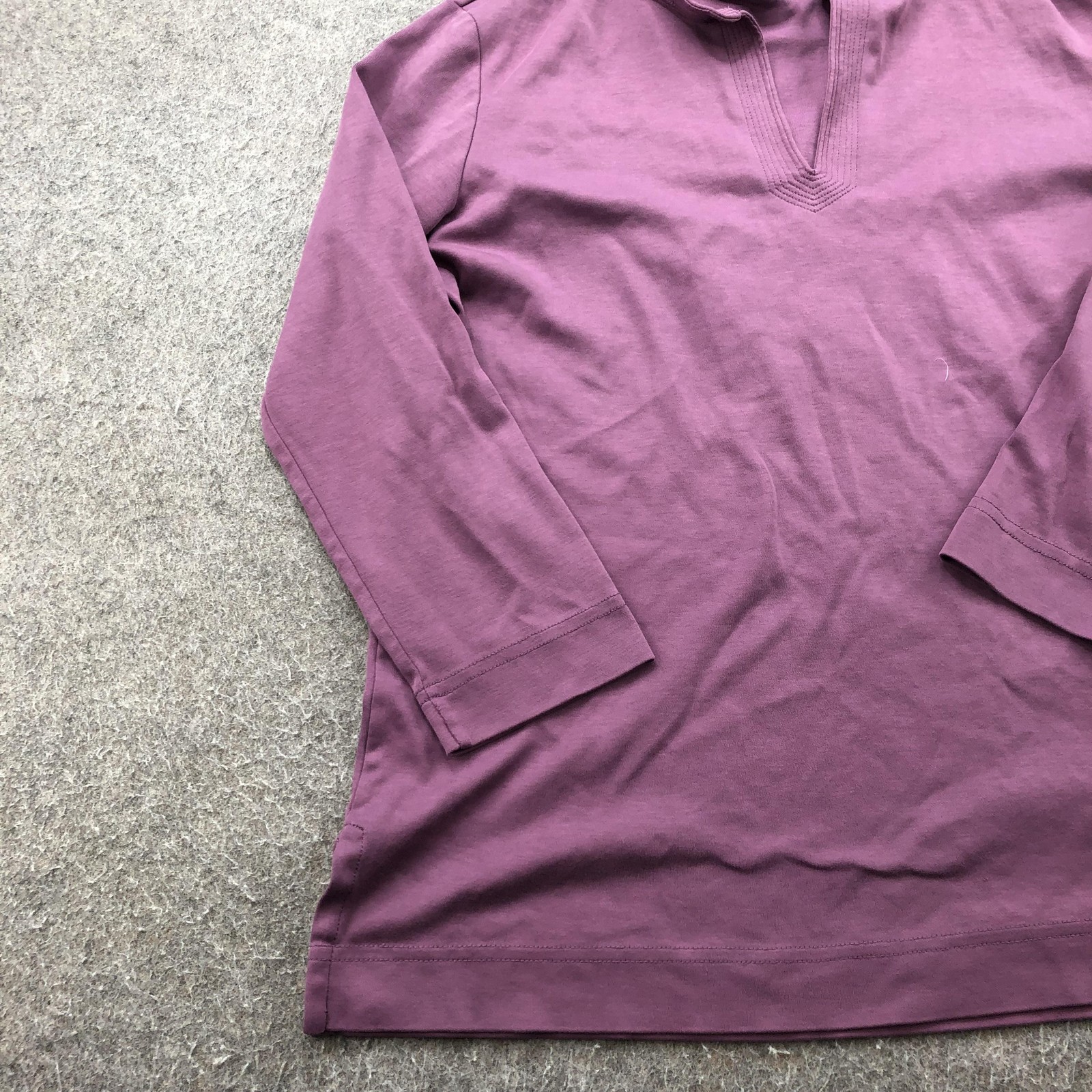 Peruvian Connection Shirt Womens Medium Purple Pima Cotton Tunic 3/4 Sleeve