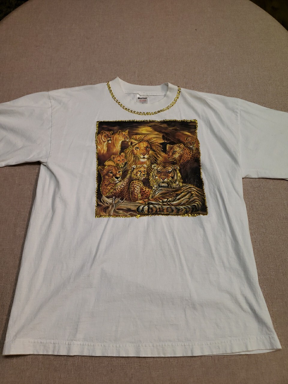 Vintage Murina Lion Pride Womens T-Shirt XL White Graphic Print Made in USA