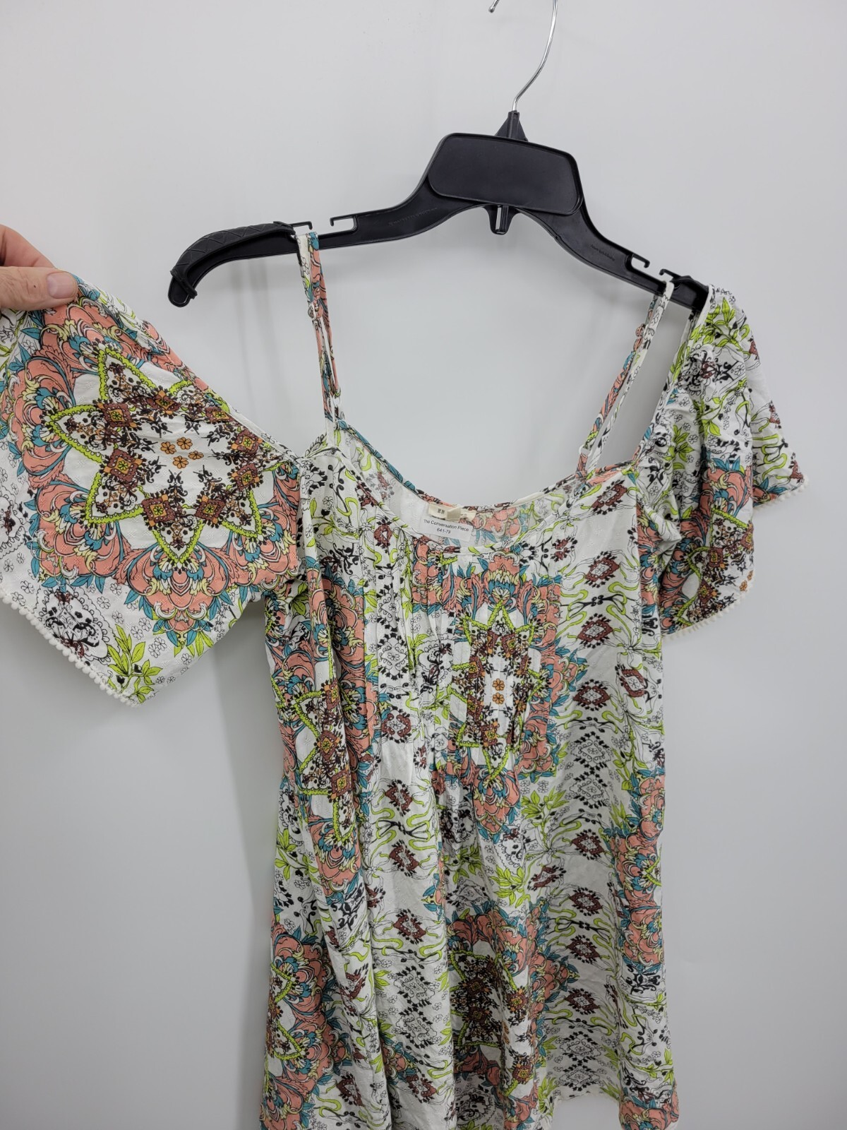 En Creme Anthropologie Top Womens Medium Floral Cold Shoulder Boho Peasant Artsy