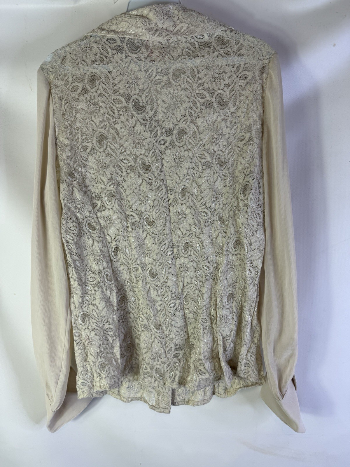Vintage Y2K Womens 10 Frill Ruffled Lace Button Shirt Top Renaissance Fairy