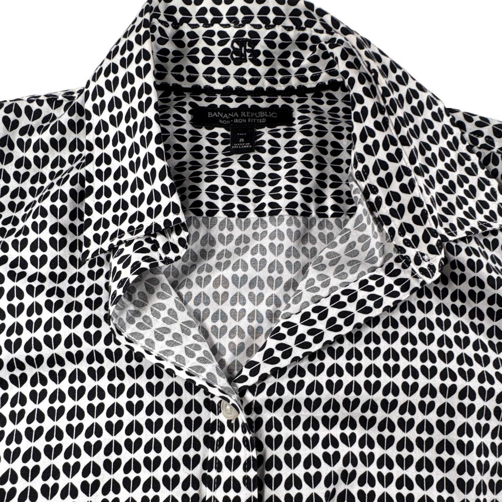 Banana Republic women’s Non-Iron Fitted dress top Black/White Size 8 tall 120